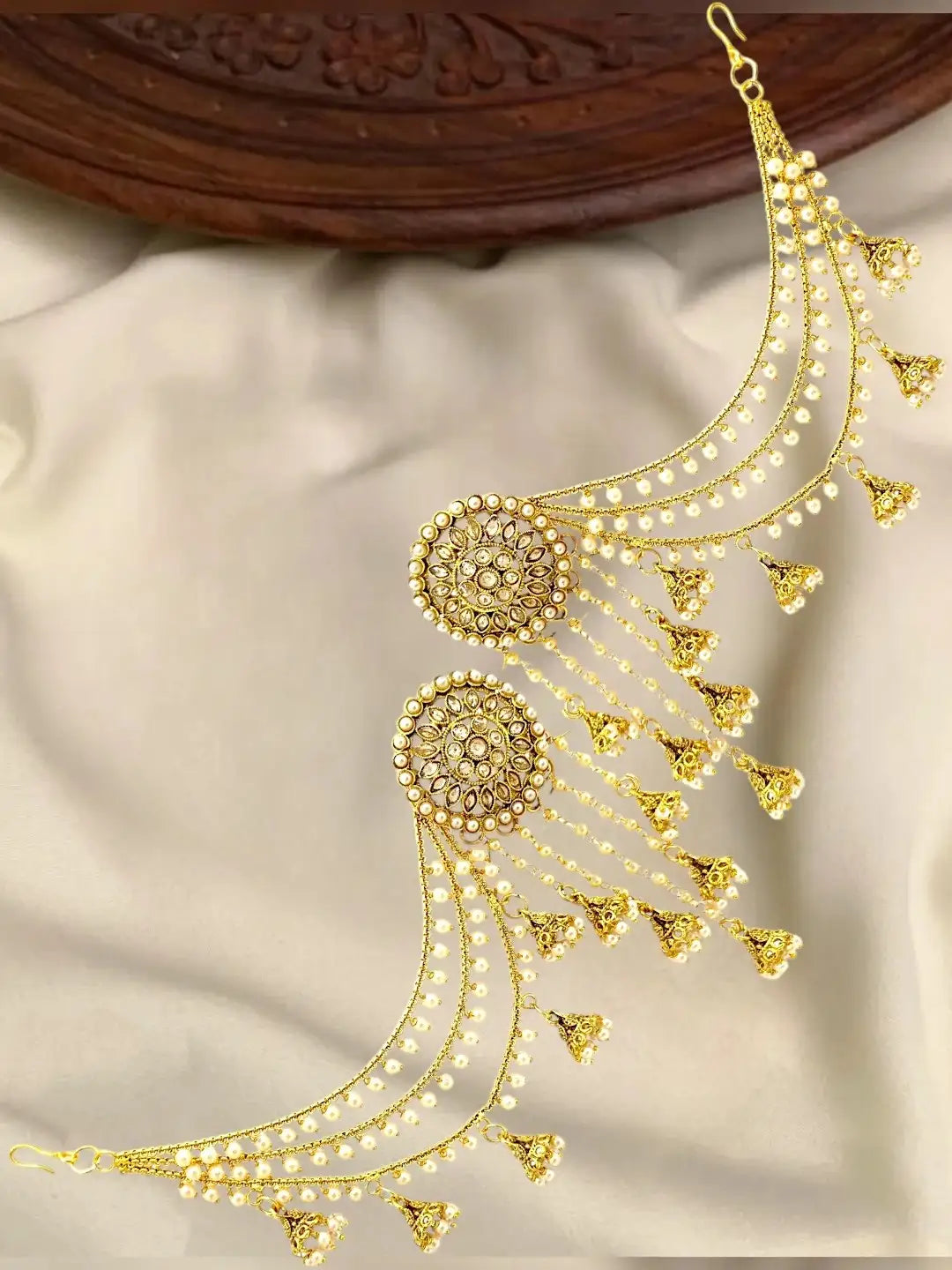 Gold Plated Multi Layered Bahubali Jhumka Earrings