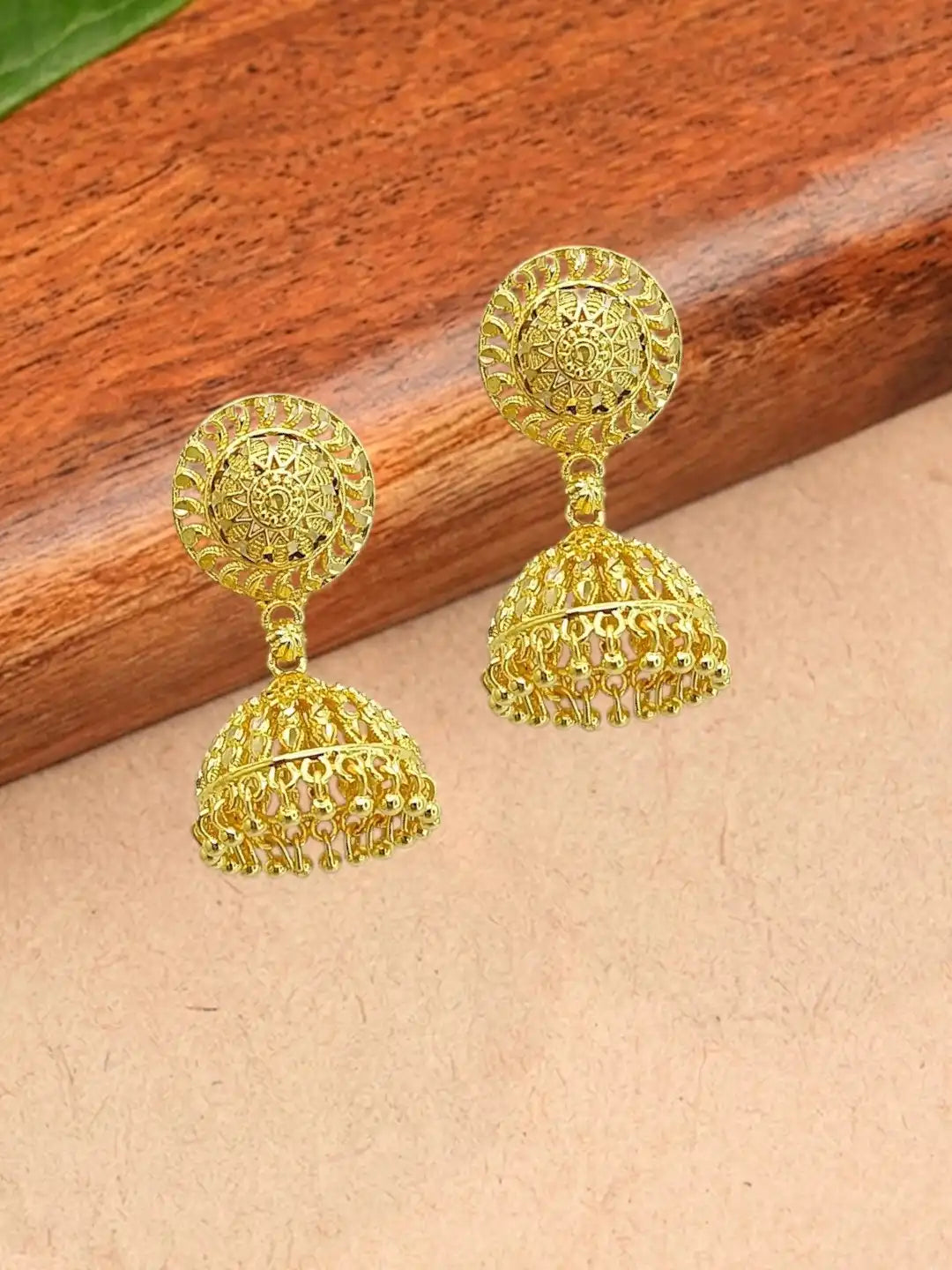 Gold Plated Dome Shape Jhumka Earrings