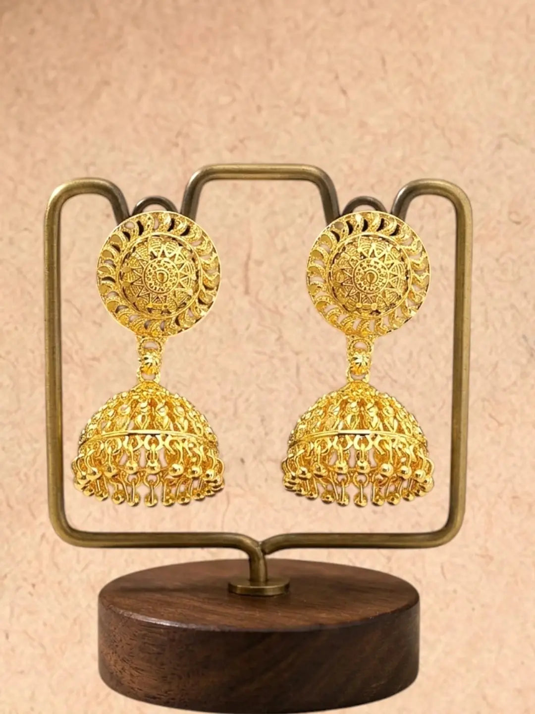 Gold Plated Dome Shape Jhumka Earrings
