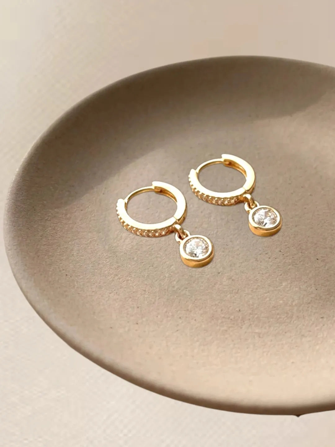 Gold Plated Fancy CZ Small Hoop Earrings