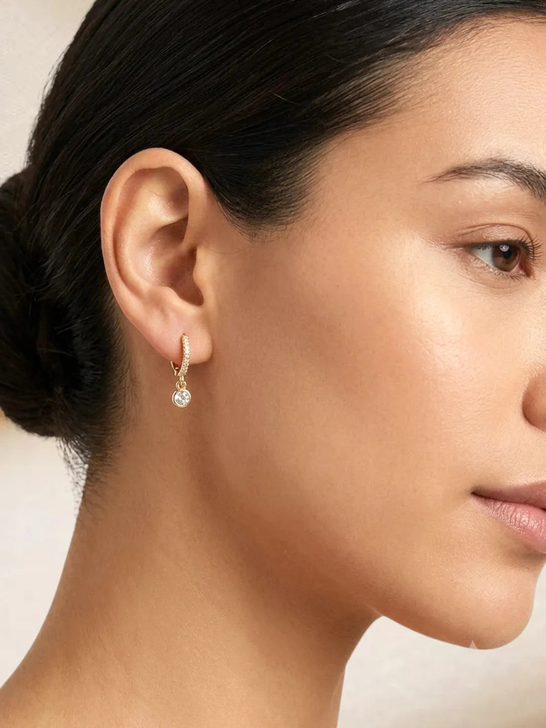 Gold Plated Fancy CZ Small Hoop Earrings