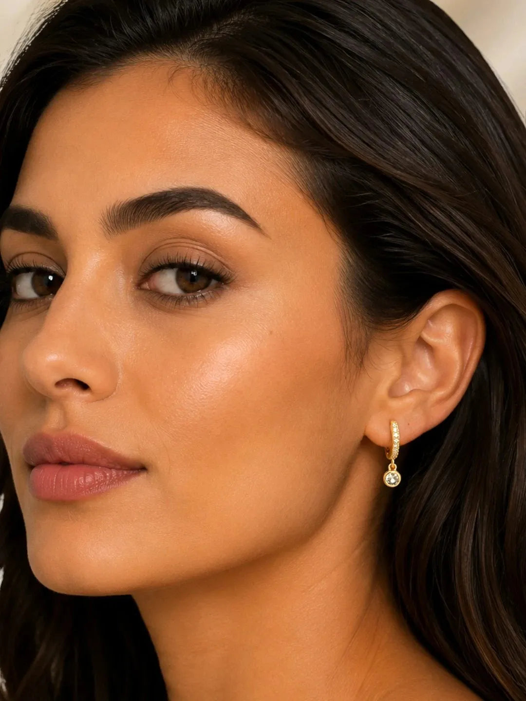 Gold Plated Fancy CZ Small Hoop Earrings