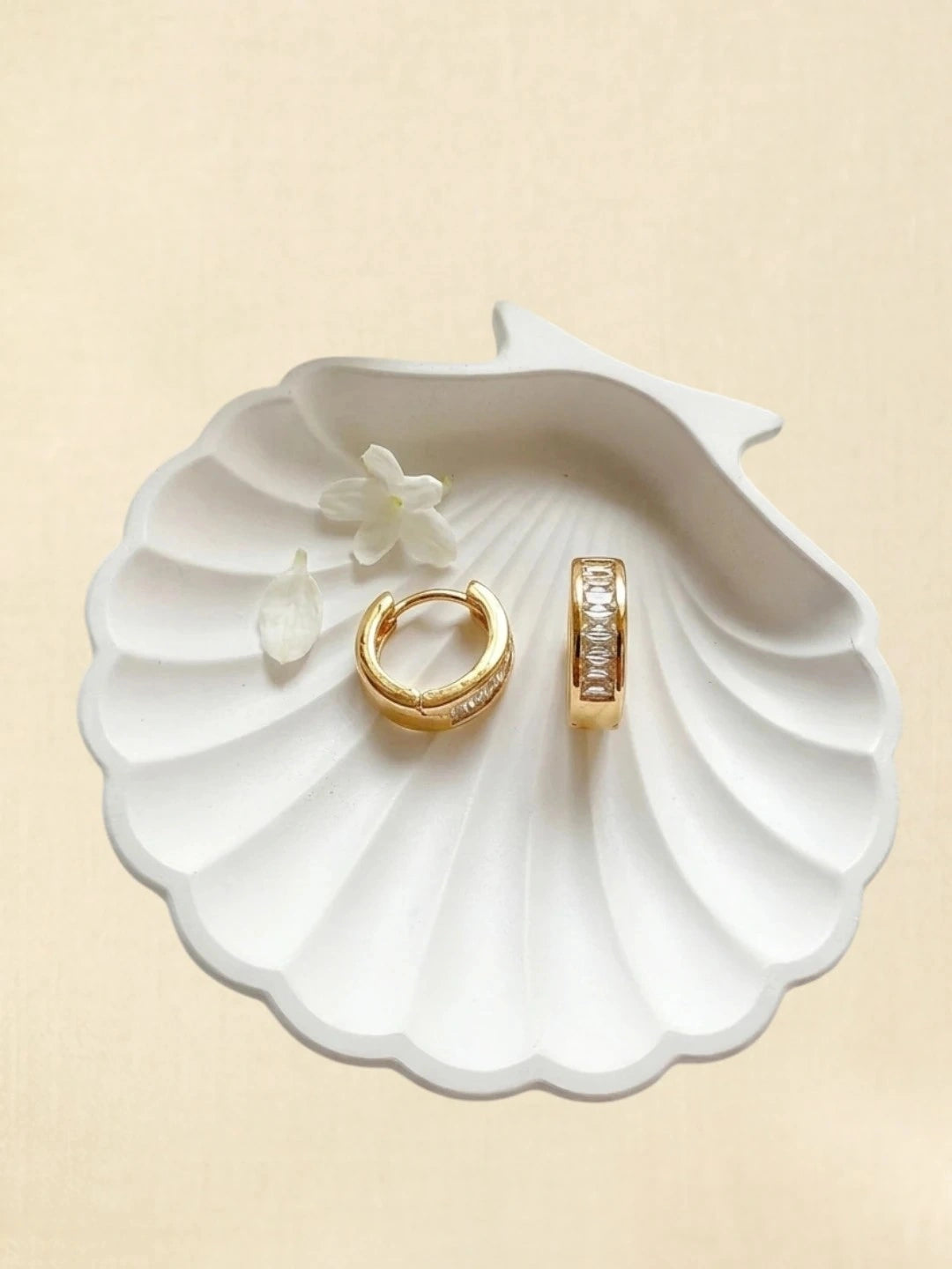 Gold Plated Elegant CZ Small Hoop Earrings