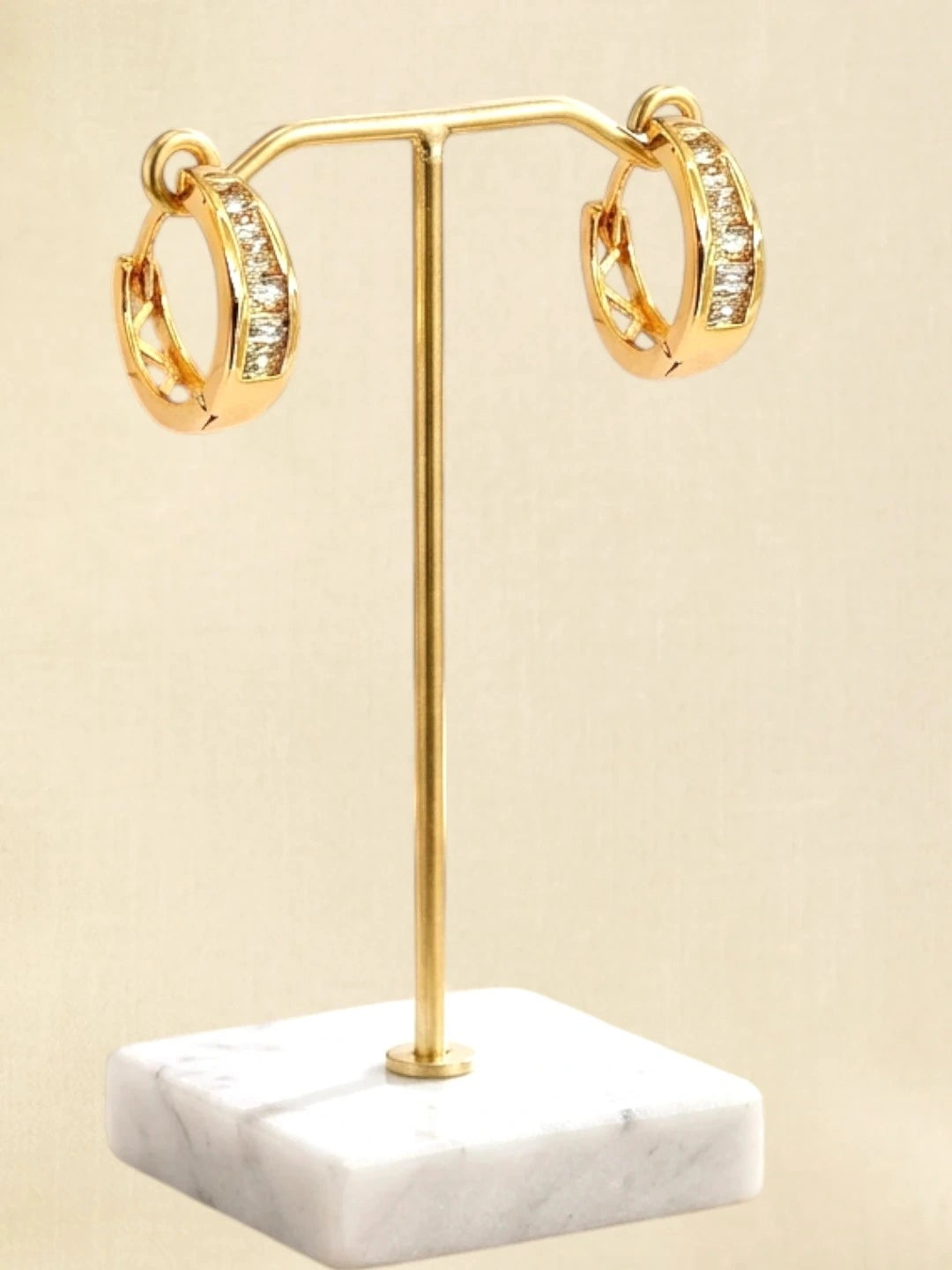 Gold Plated Elegant CZ Small Hoop Earrings