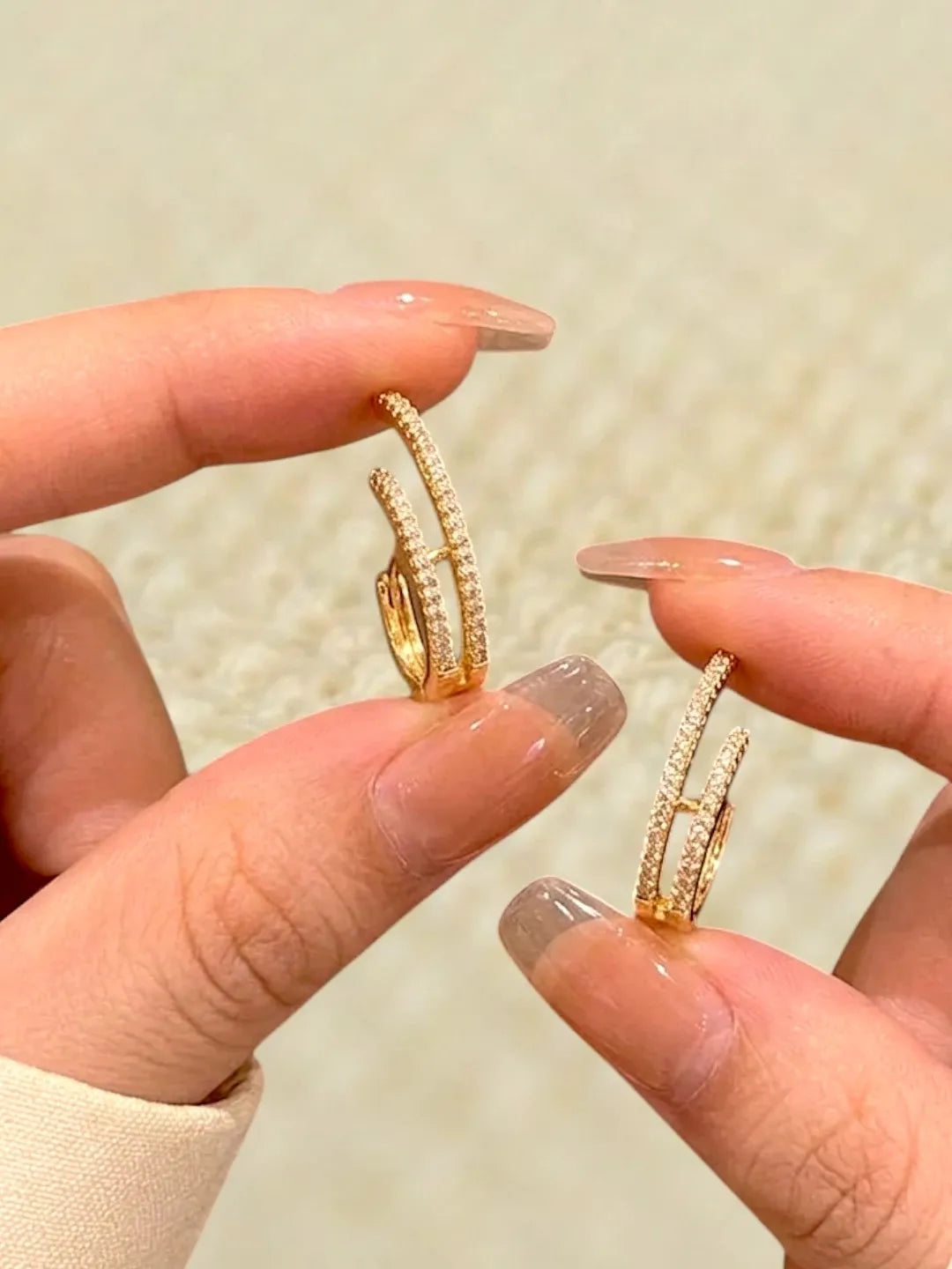 Gold Plated CZ Double Hoop Earrings