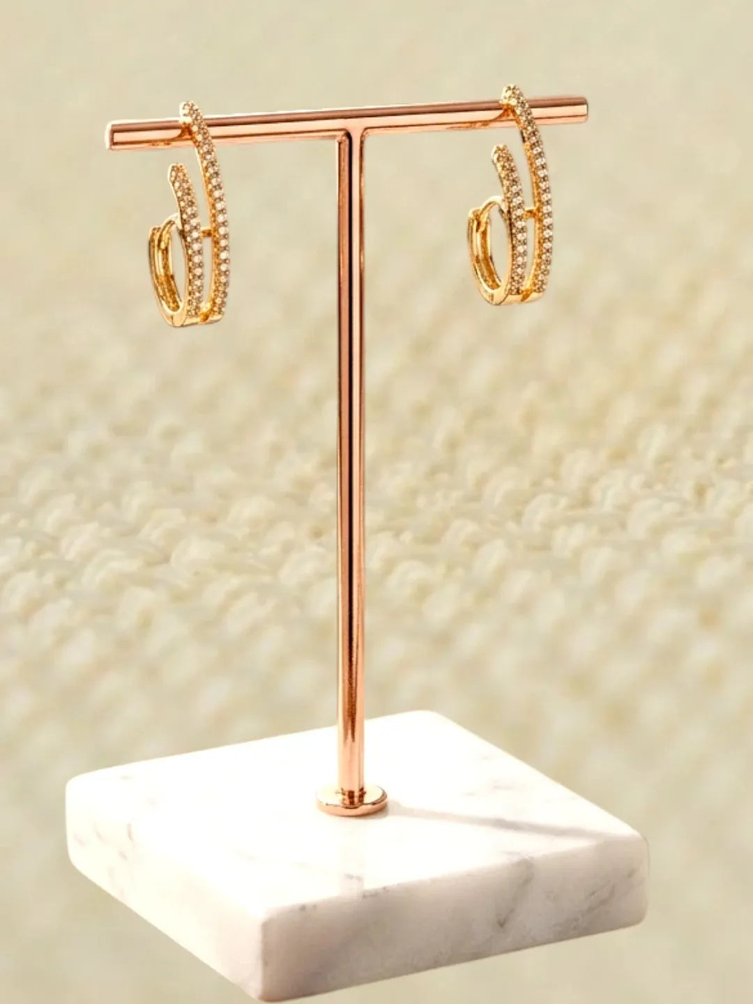 Gold Plated CZ Double Hoop Earrings