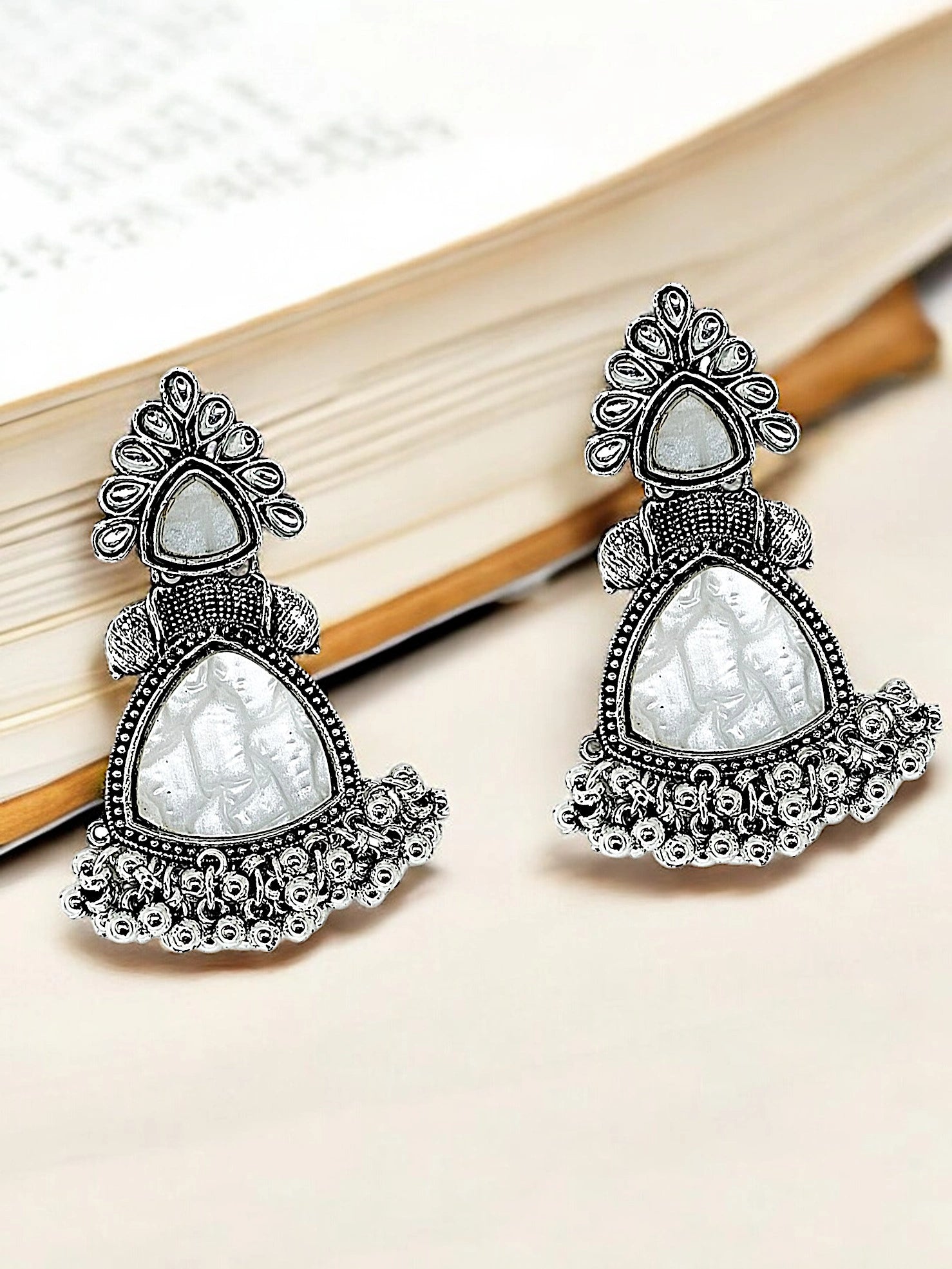 Silver Oxidized Drop Earrings