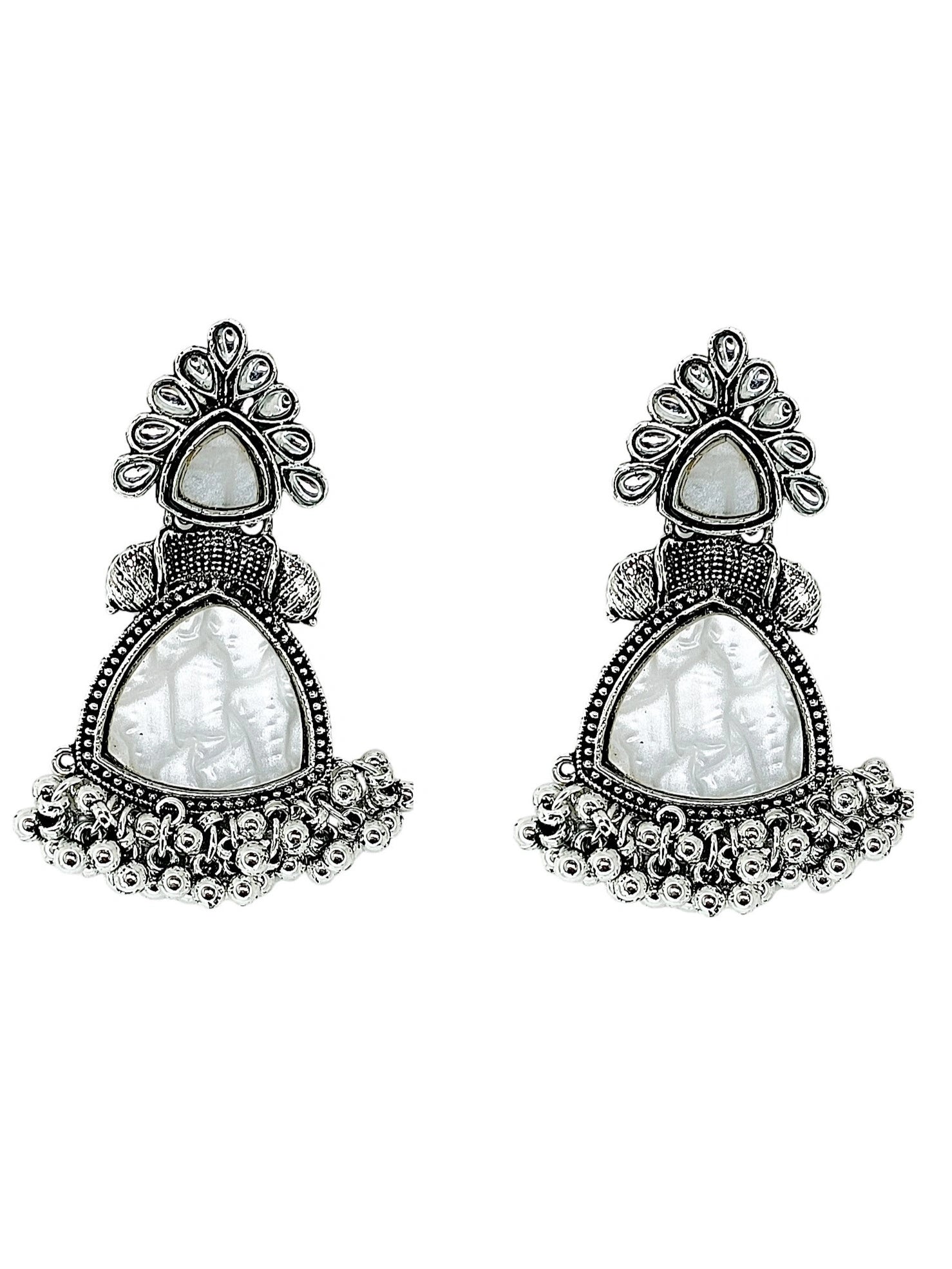 Silver Oxidized Drop Earrings