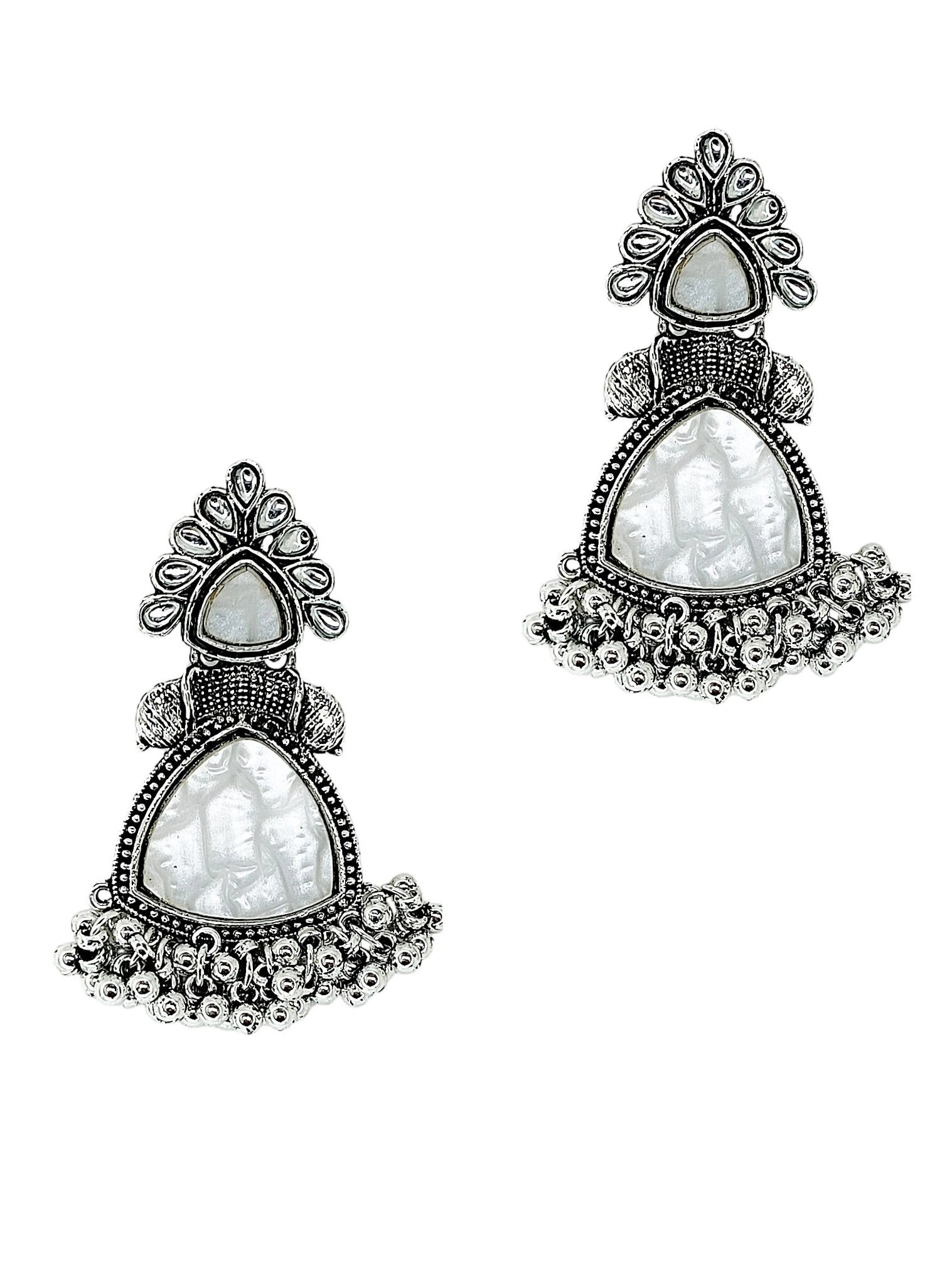 Silver Oxidized Drop Earrings