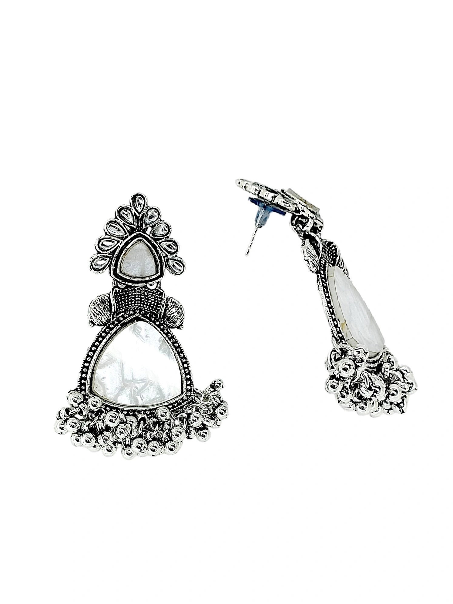 Silver Oxidized Drop Earrings