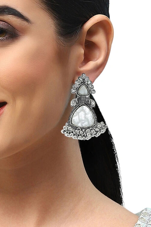 Silver Oxidized Drop Earrings