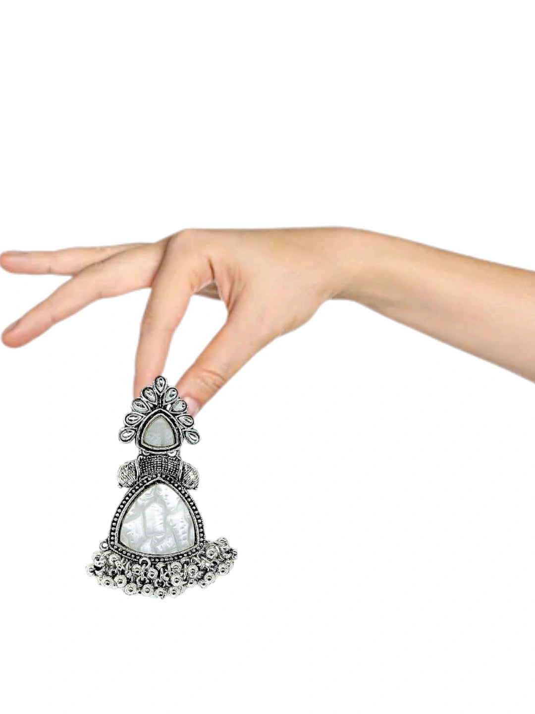 Silver Oxidized Drop Earrings