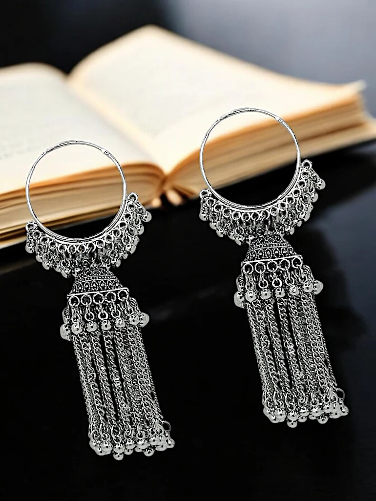 Silver Oxidized Hoop Earrings