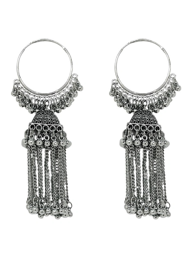 Silver Oxidized Hoop Earrings