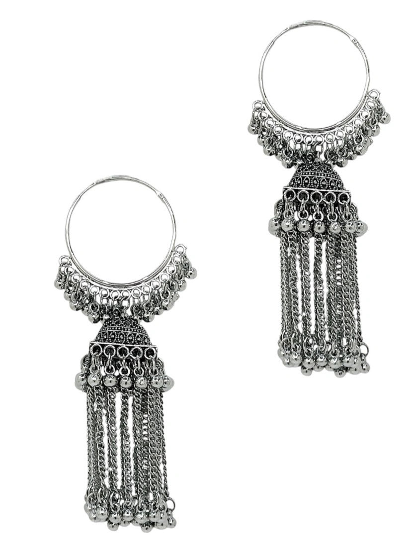 Silver Oxidized Hoop Earrings