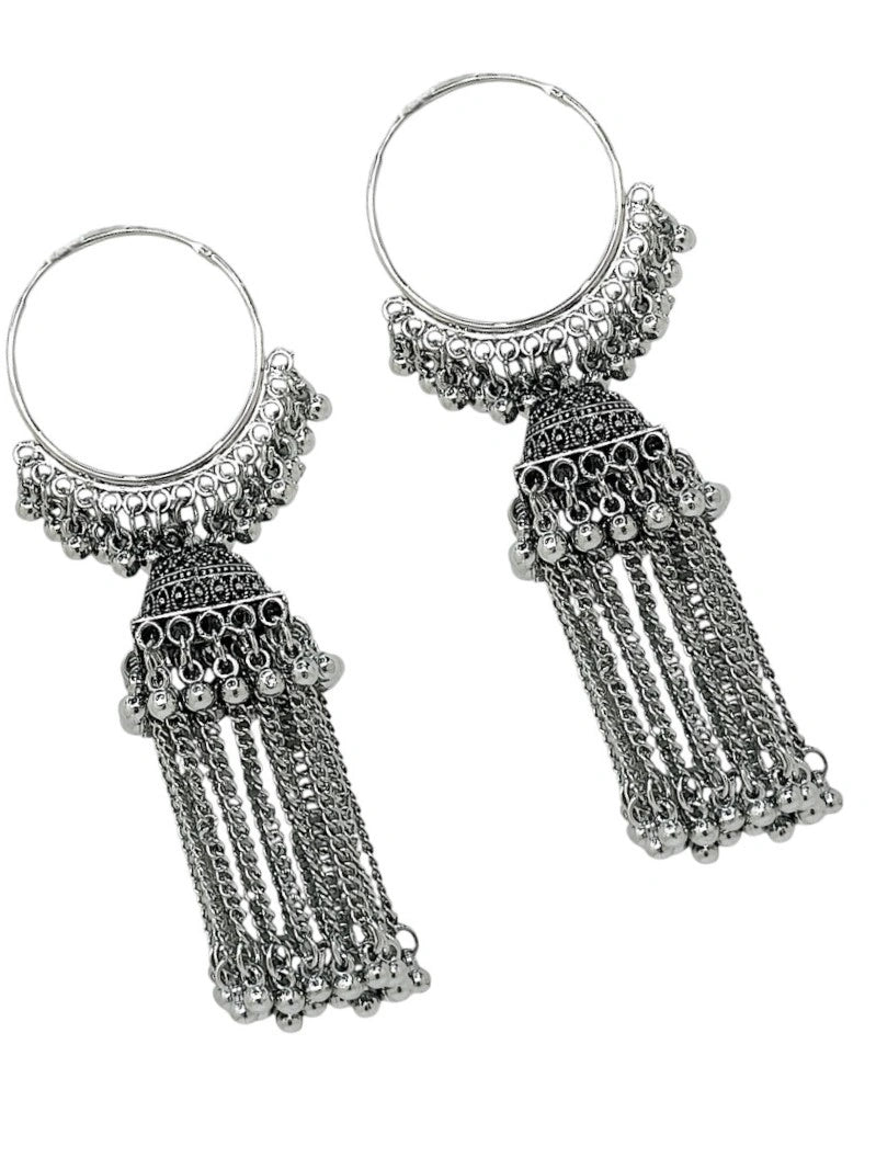 Silver Oxidized Hoop Earrings