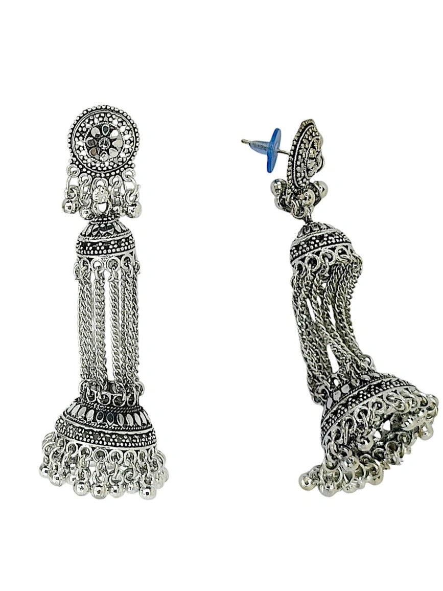 Silver Oxidized Drop Earrings