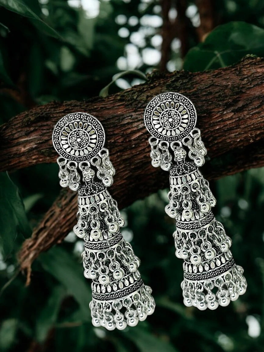 Silver Oxidized Jhumka Earrings