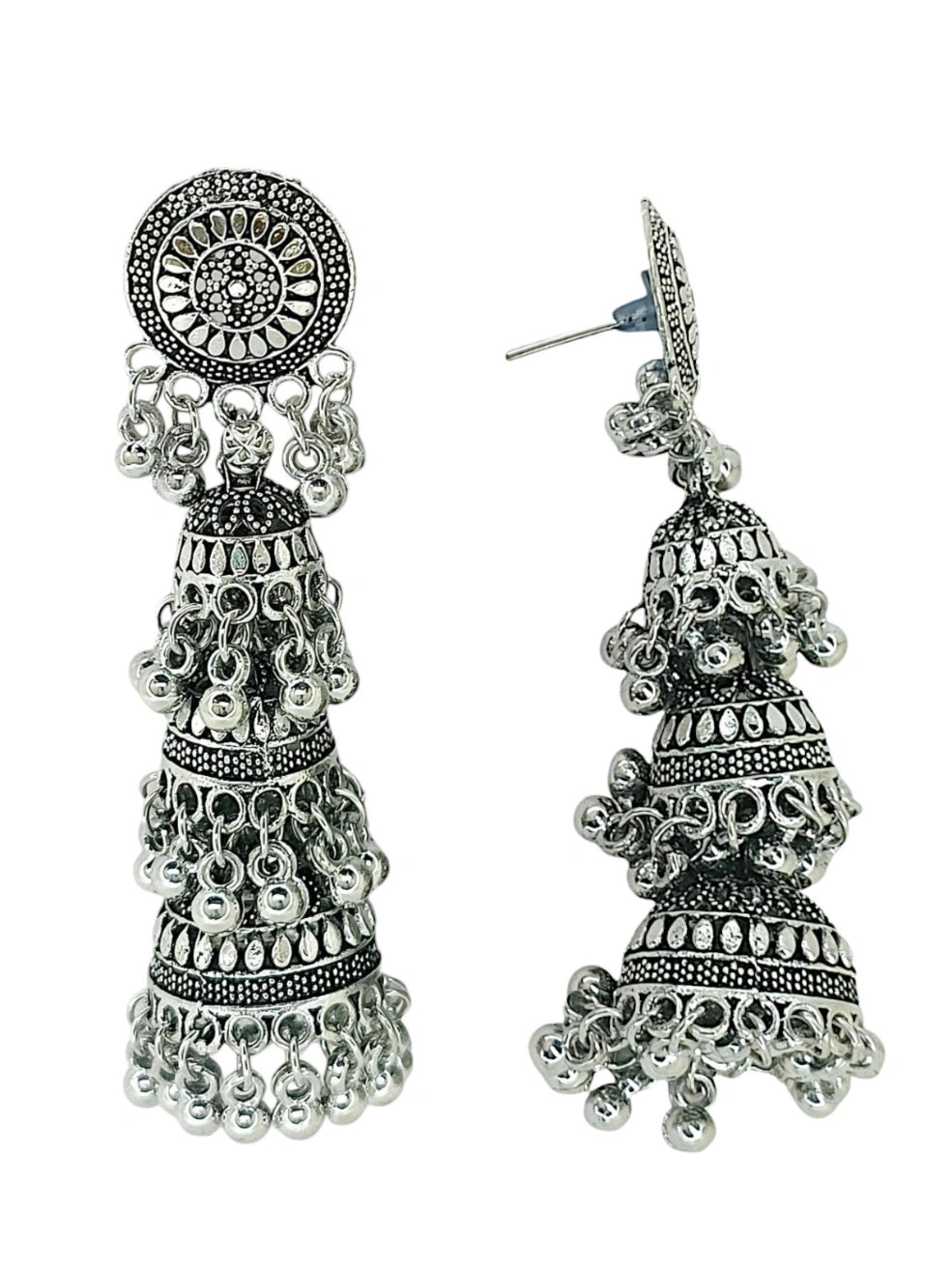 Silver Oxidized Jhumka Earrings