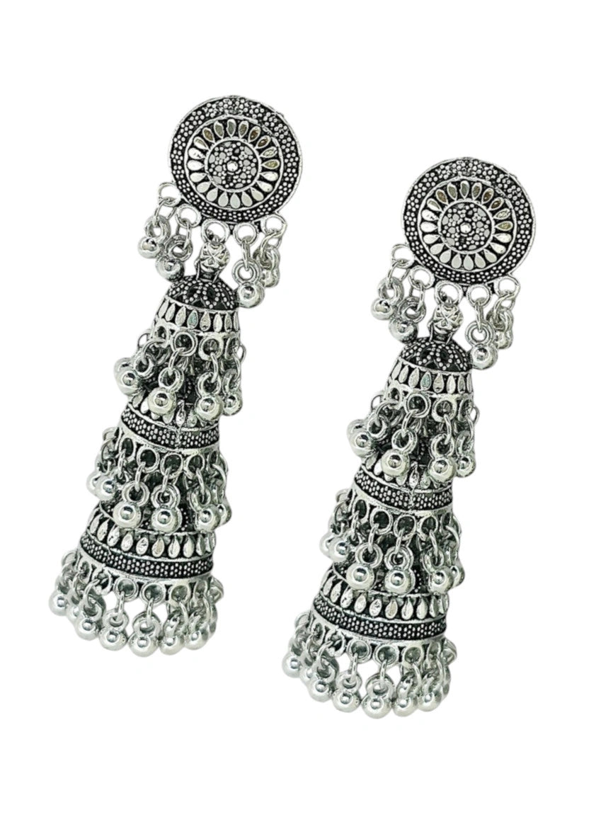 Silver Oxidized Jhumka Earrings