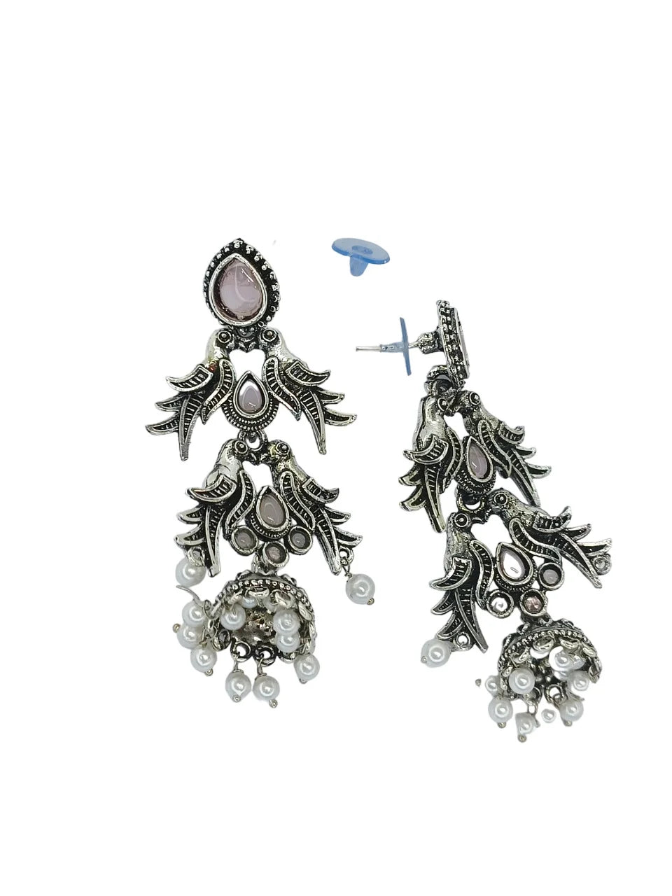 Silver Oxidized Parrot Earrings
