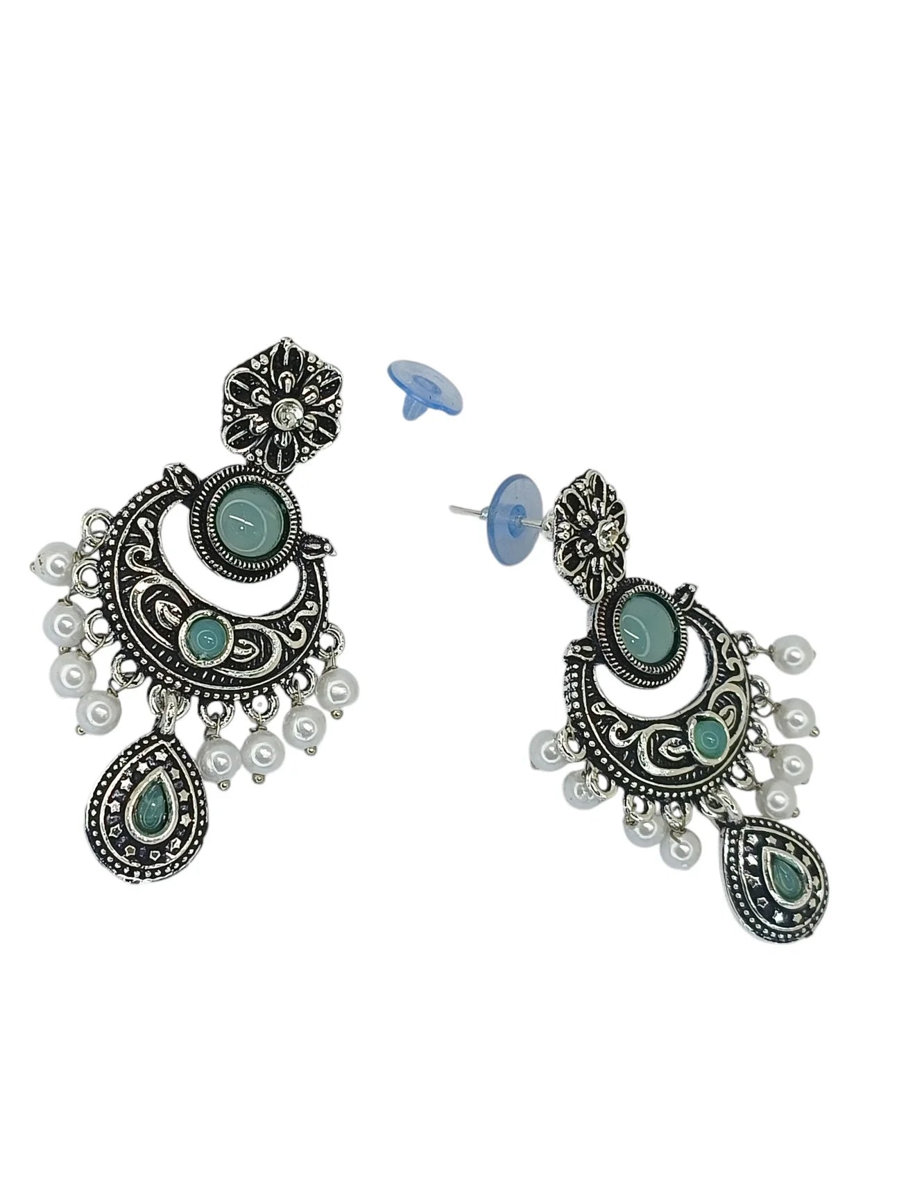 Silver Oxidized Chandbali Earrings