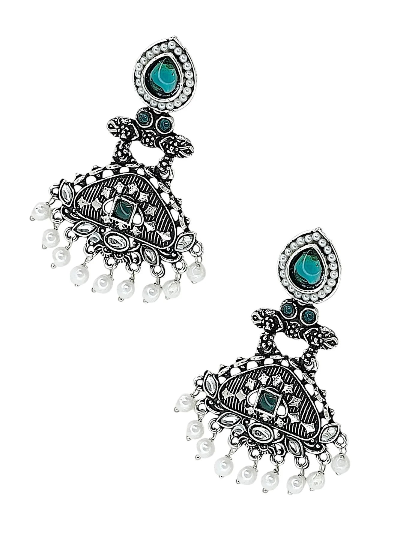 Silver Oxidized Drop Earrings