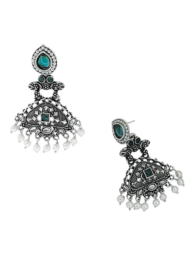 Silver Oxidized Drop Earrings