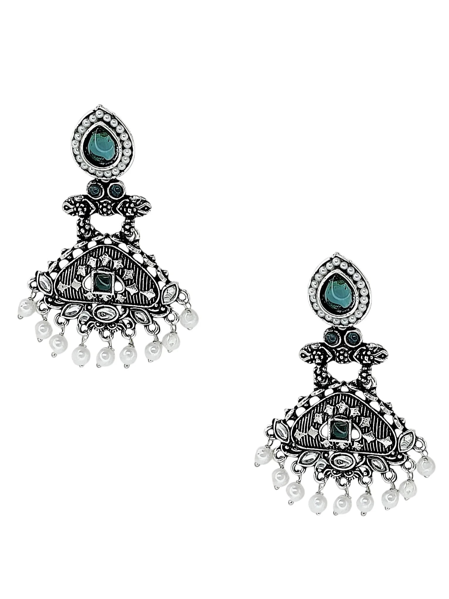 Silver Oxidized Drop Earrings