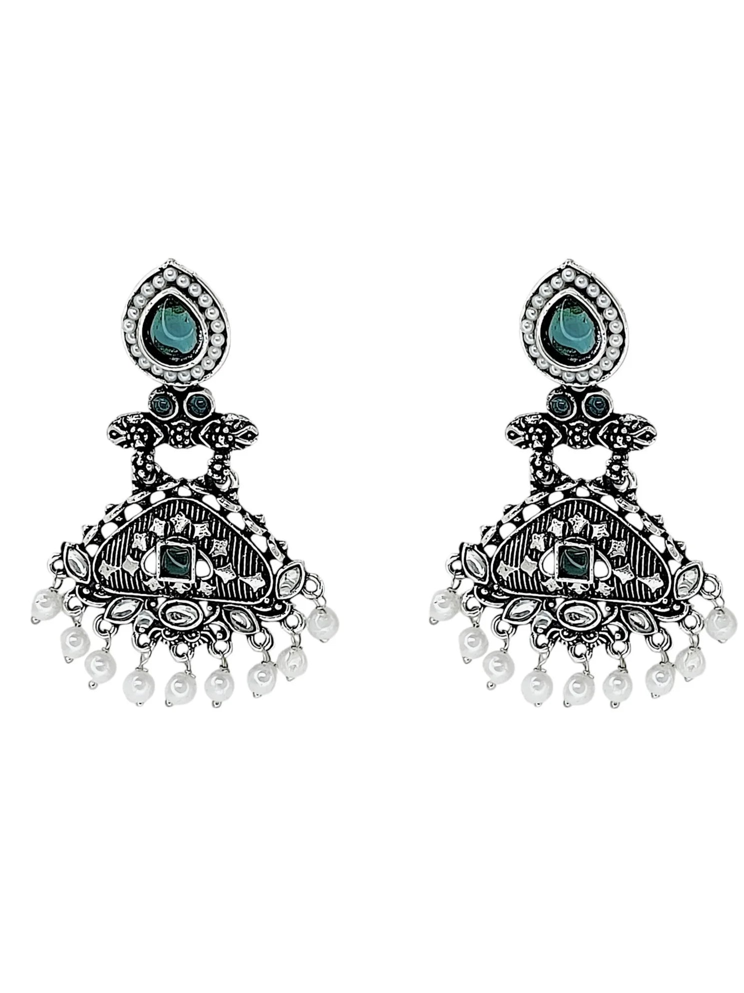 Silver Oxidized Drop Earrings