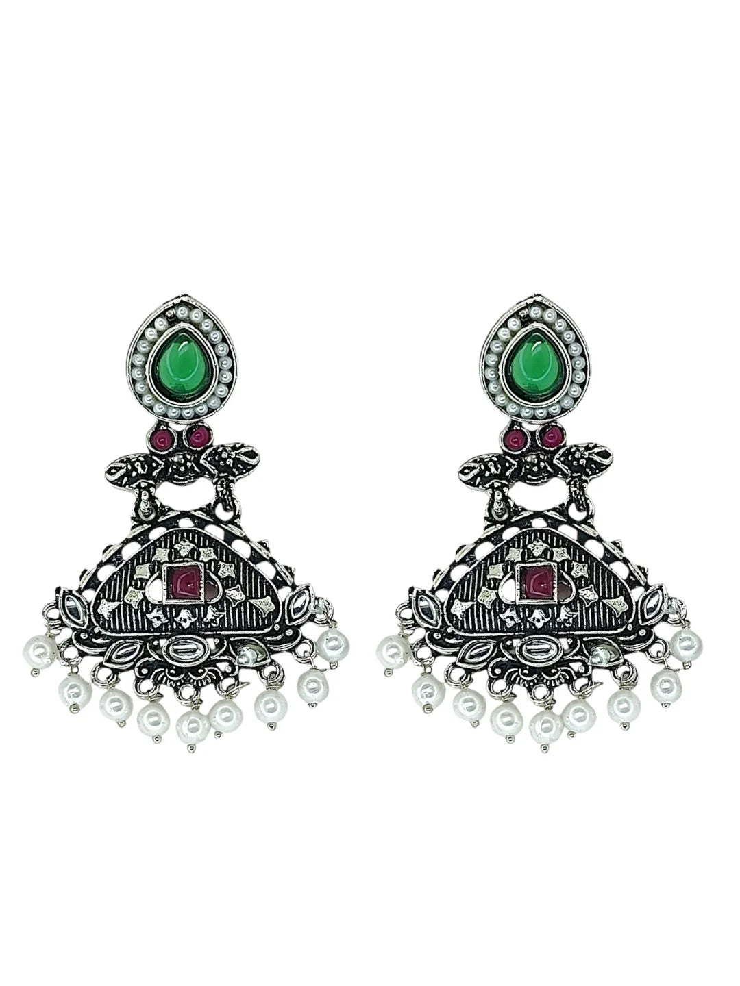 Silver Oxidized Drop Earrings