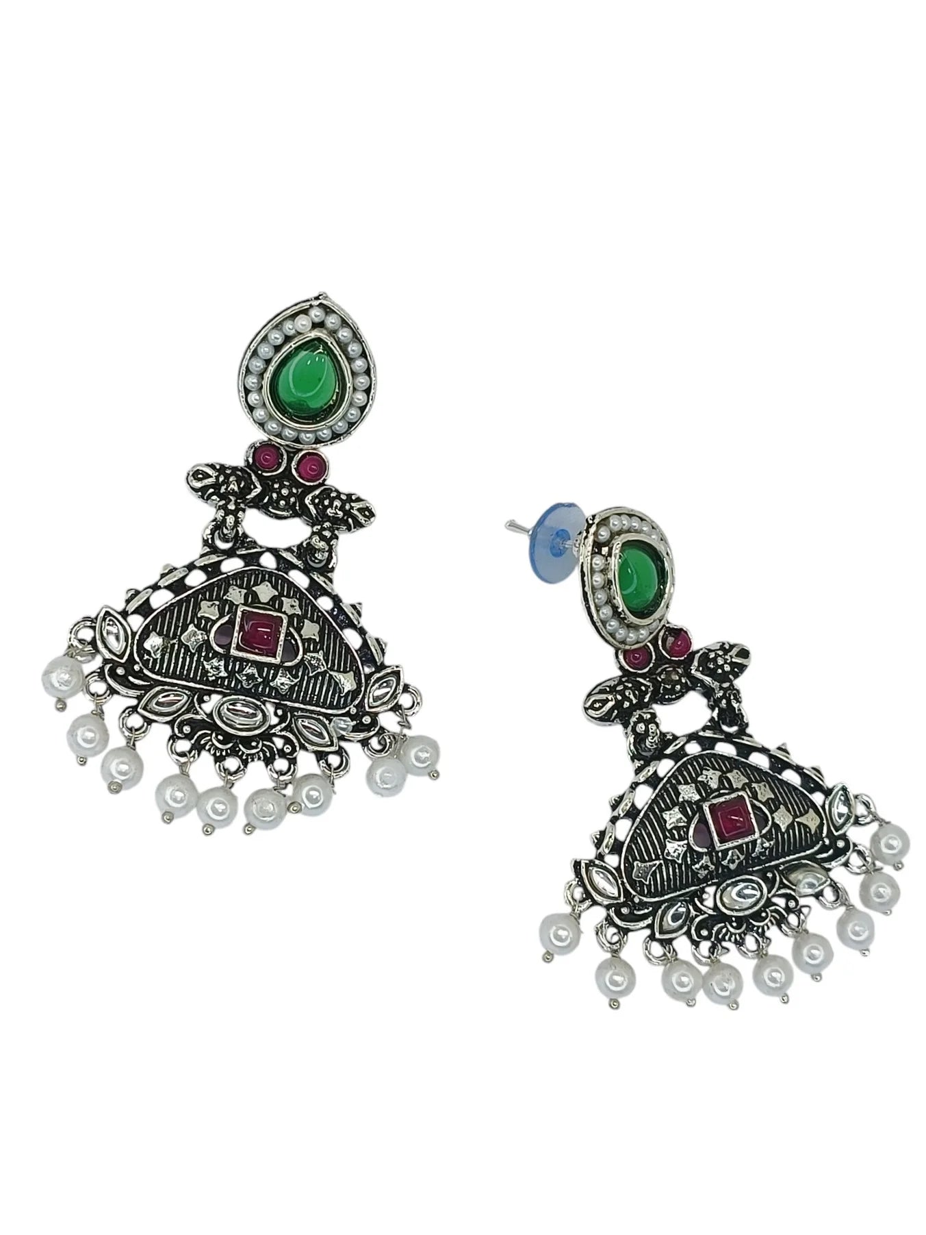 Silver Oxidized Drop Earrings