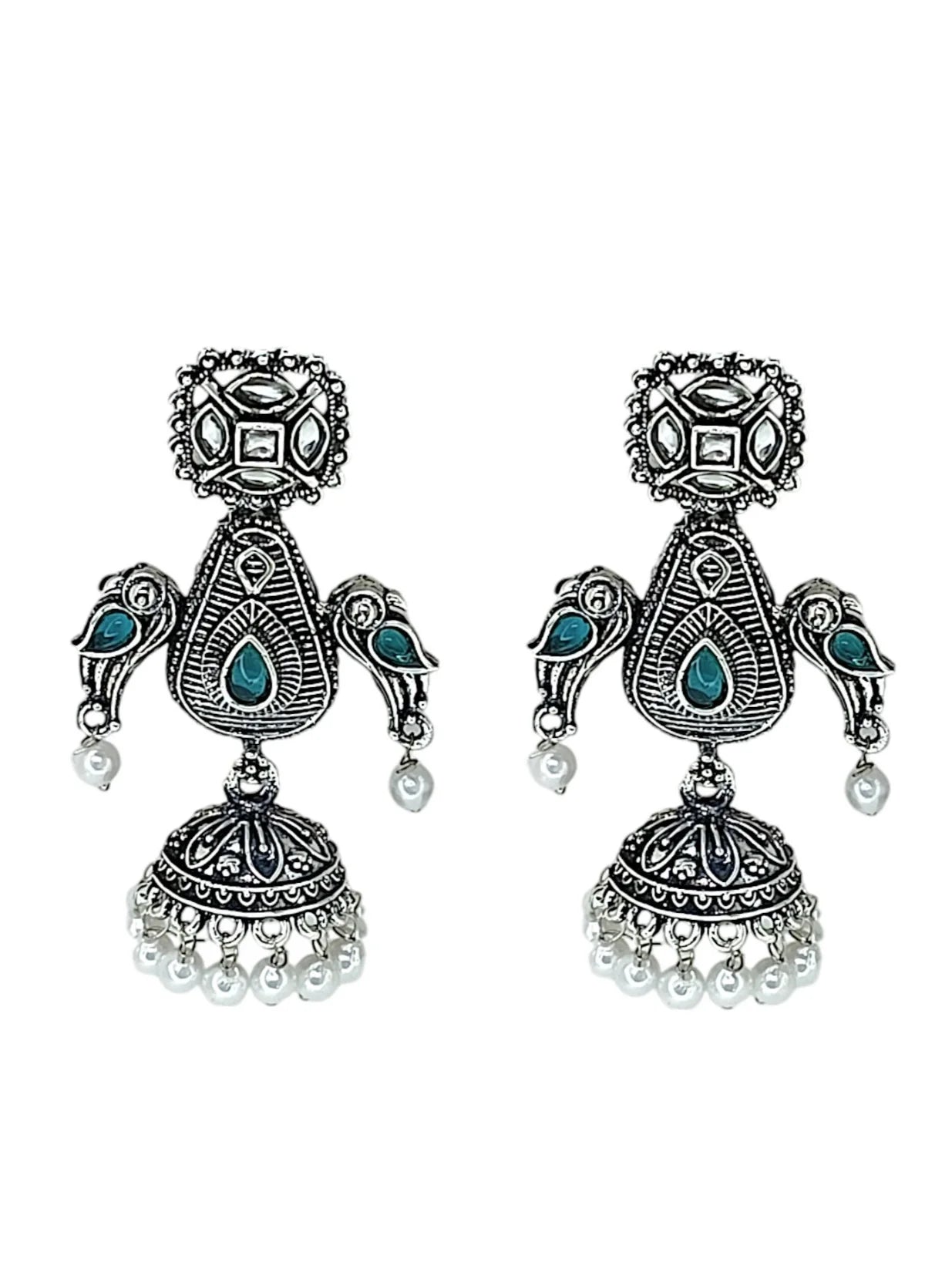 Silver Oxidized Parrot Earrings