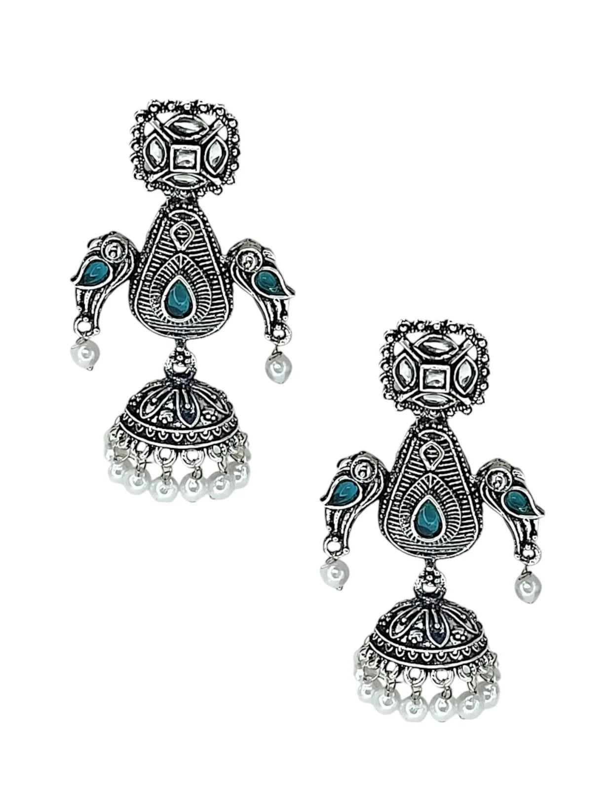 Silver Oxidized Parrot Earrings