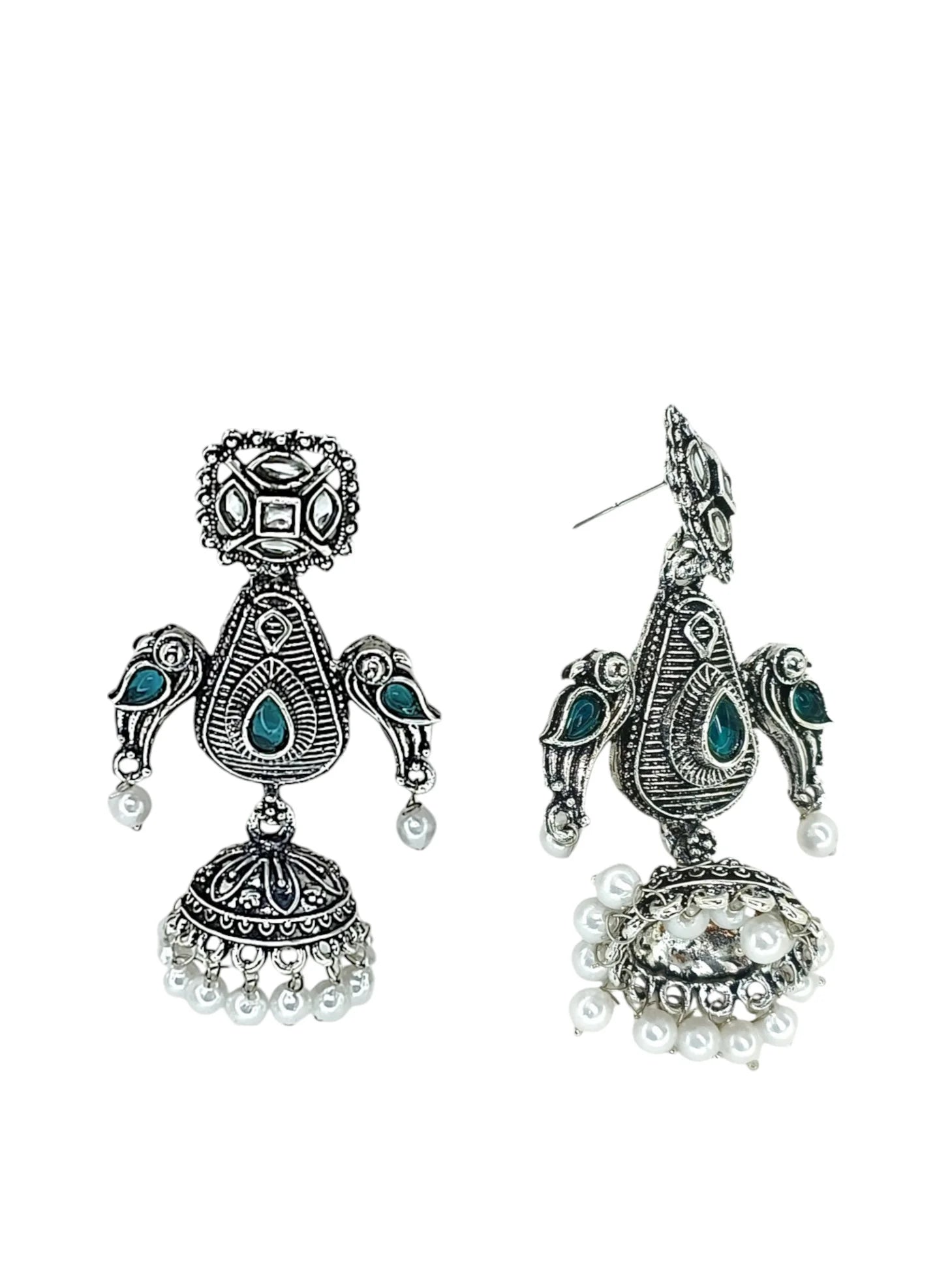 Silver Oxidized Parrot Earrings