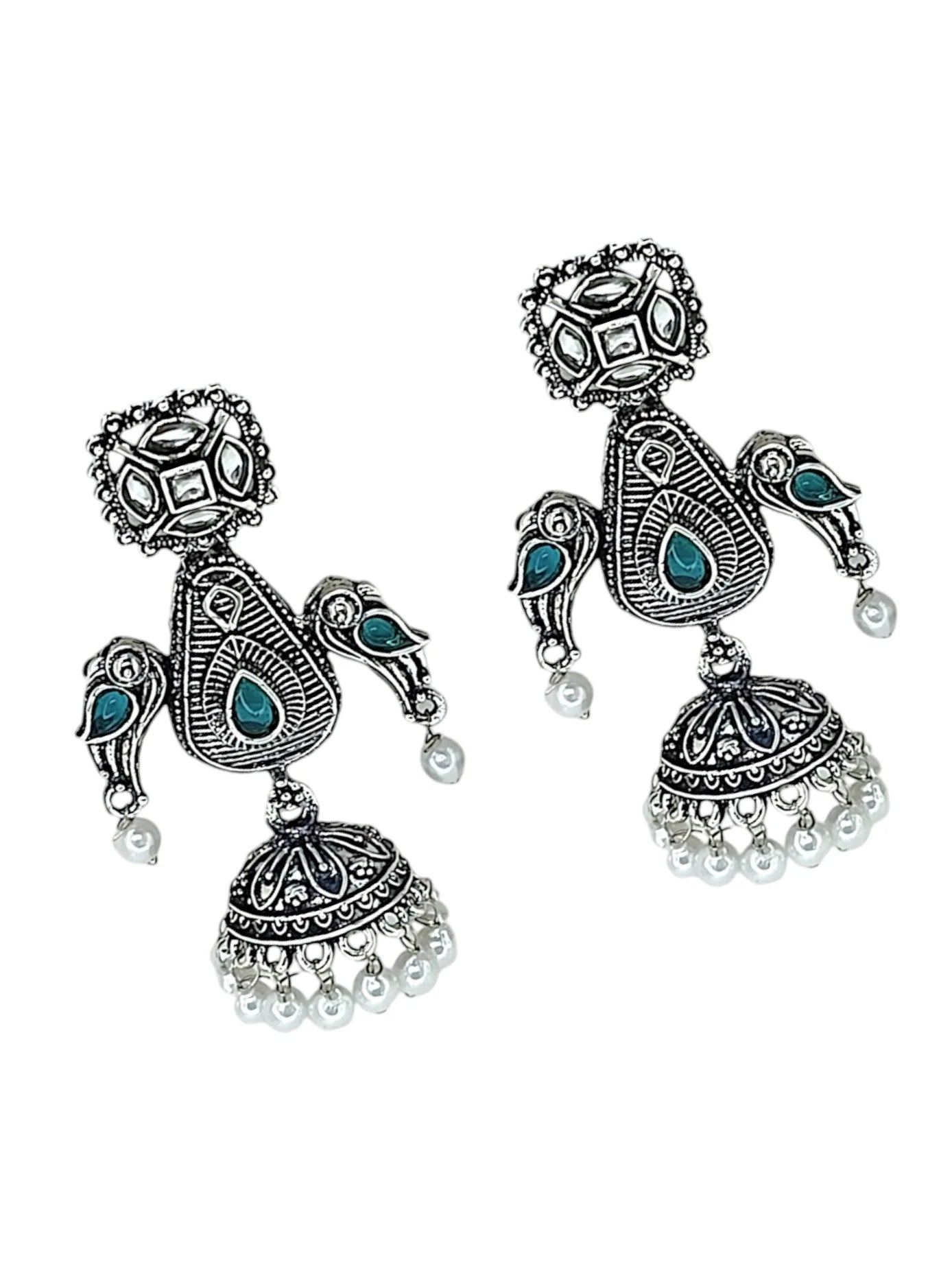 Silver Oxidized Parrot Earrings