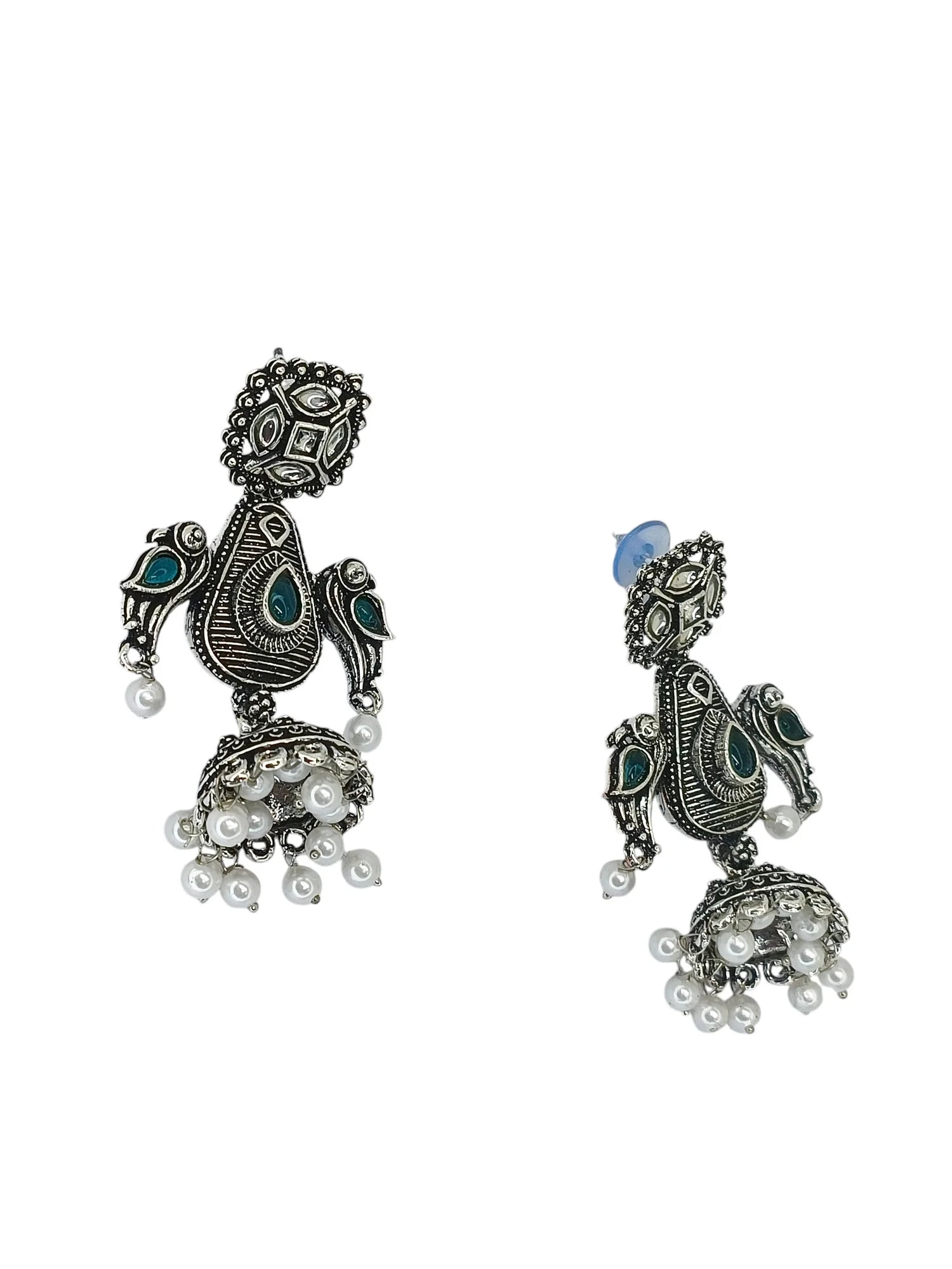 Silver Oxidized Parrot Earrings