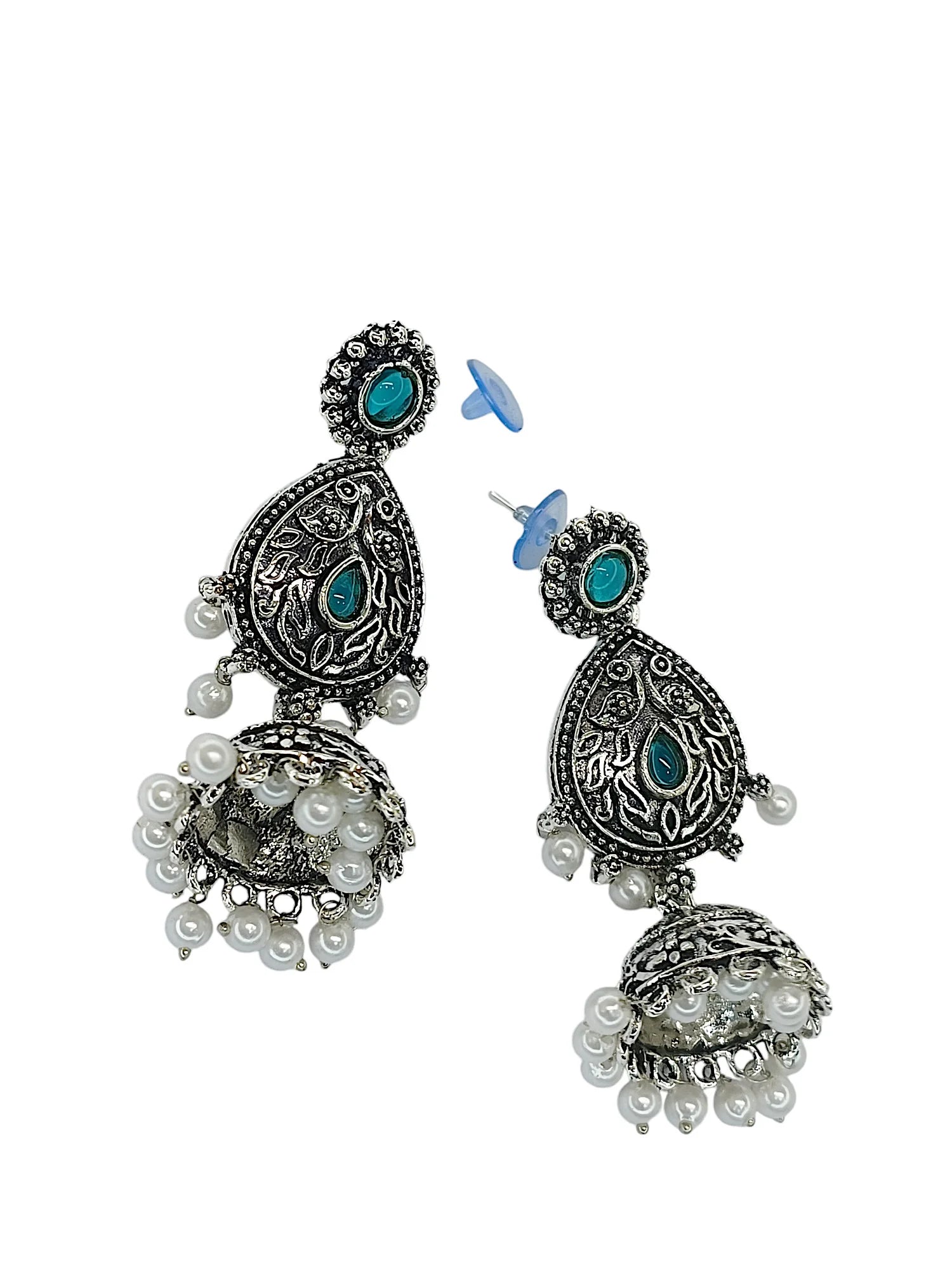 Silver Oxidized Drop Earrings