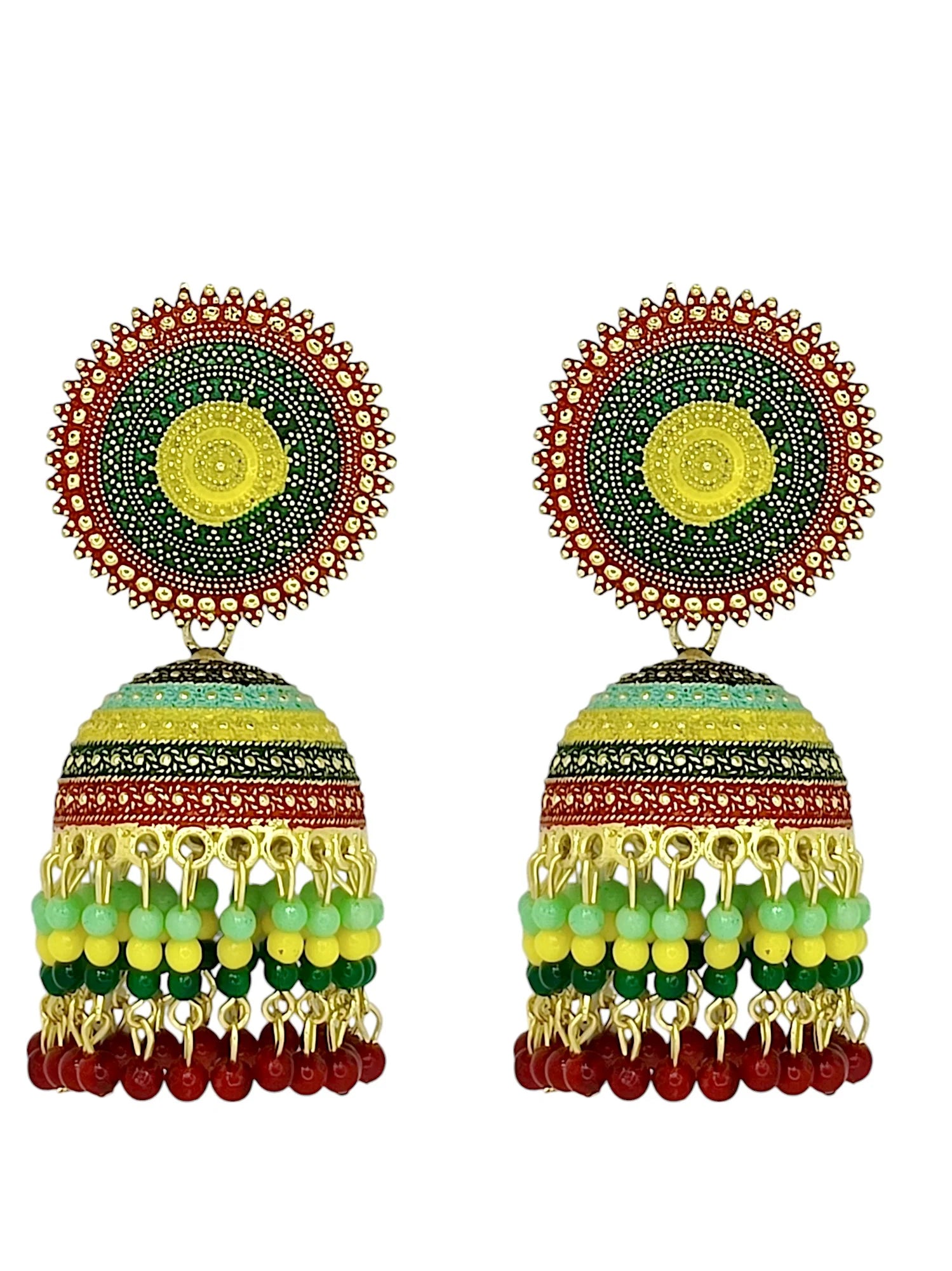 Multicolor Circular Beaded jhumka Earrings