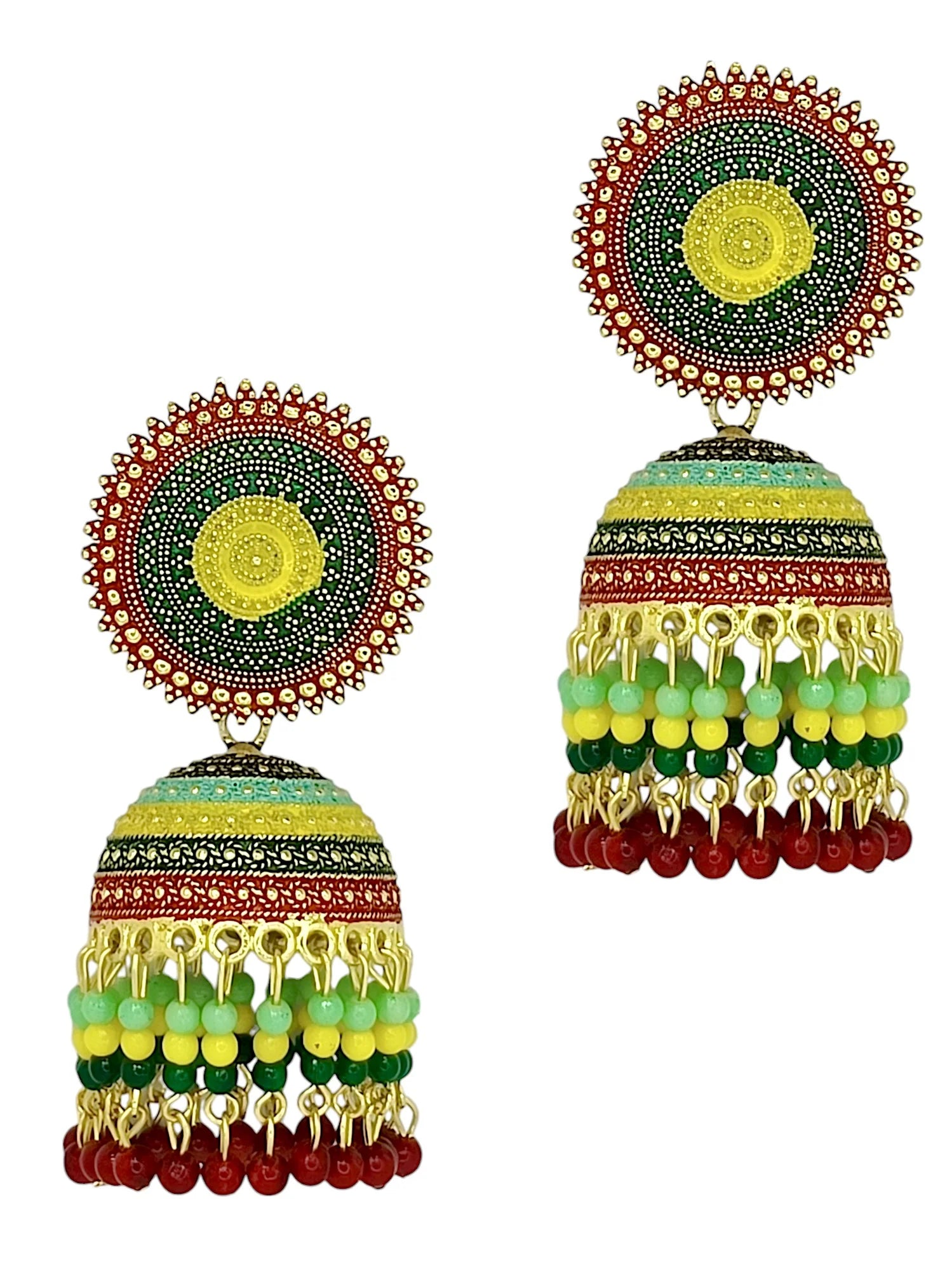 Multicolor Circular Beaded jhumka Earrings