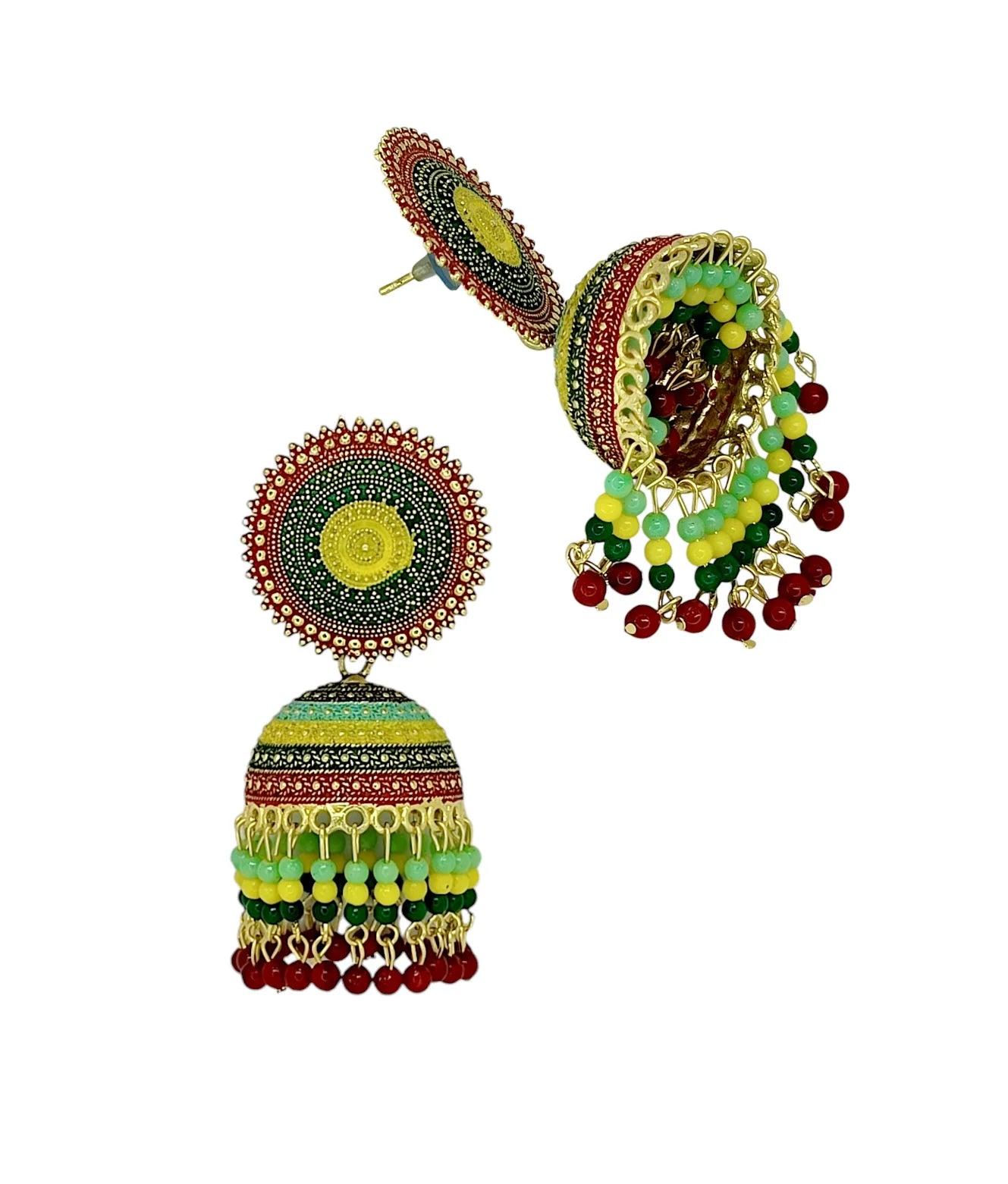 Multicolor Circular Beaded jhumka Earrings
