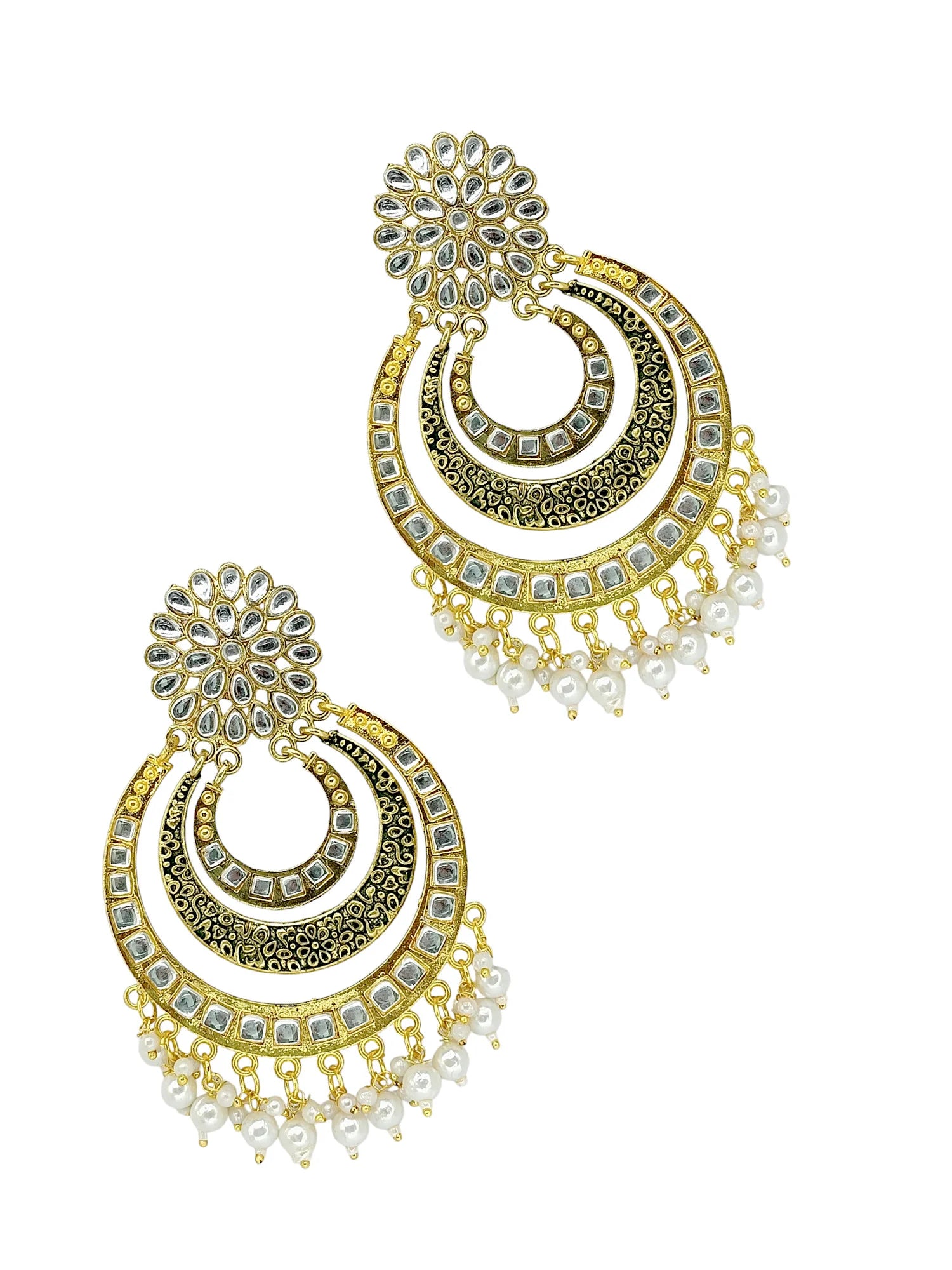 Gold Plated Kundan Chandbali Earrings