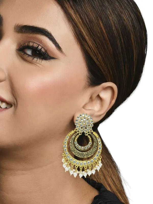 Gold Plated Kundan Chandbali Earrings