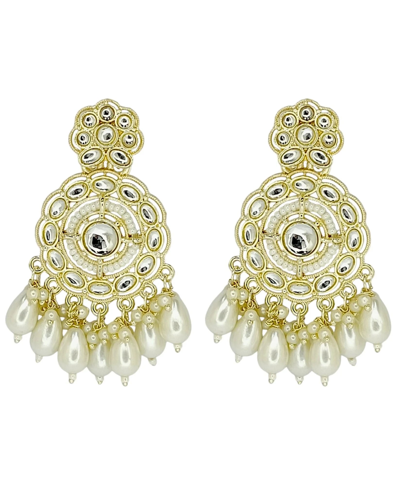 Gold Plated Circular Kundan Earrings