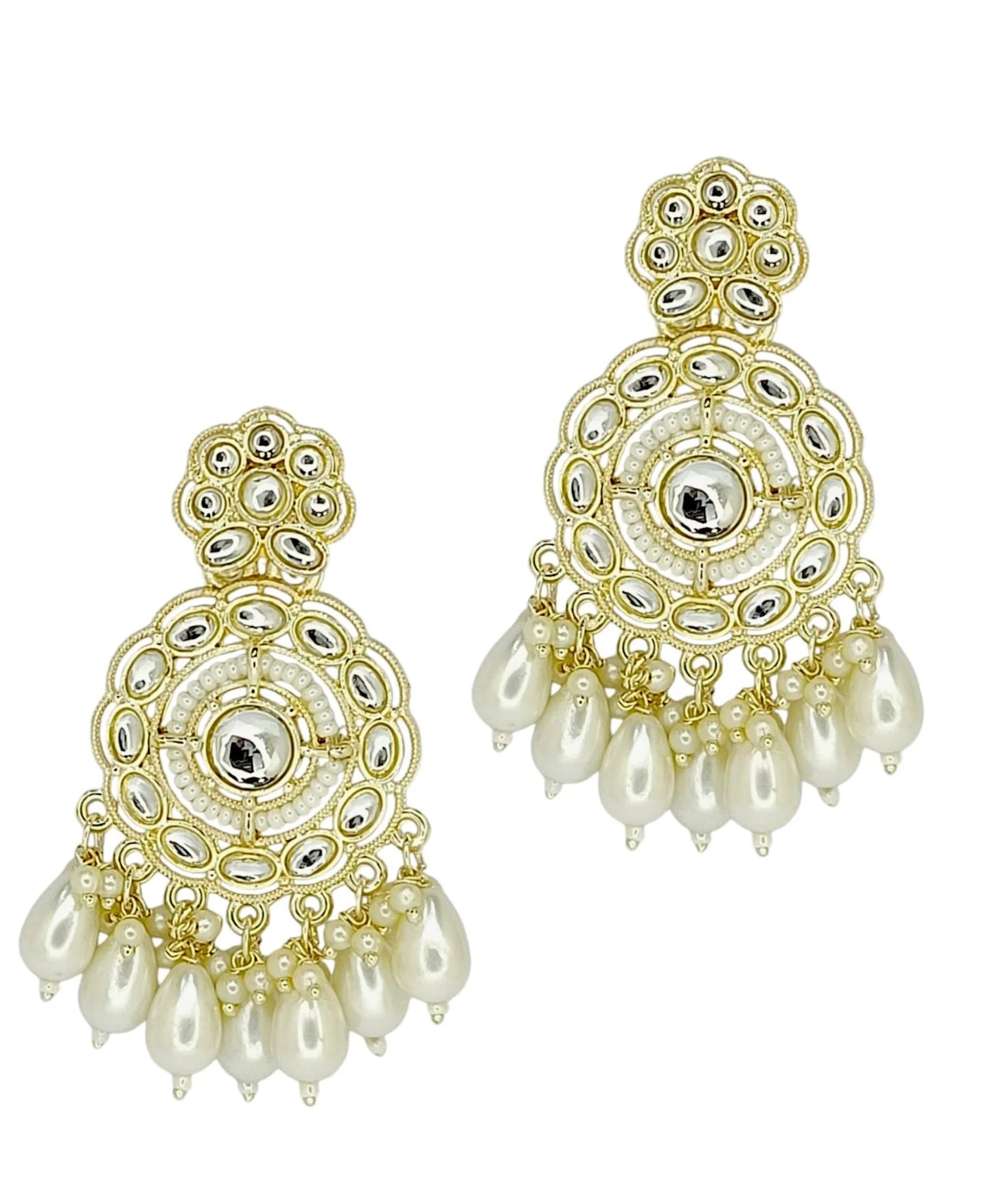Gold Plated Circular Kundan Earrings