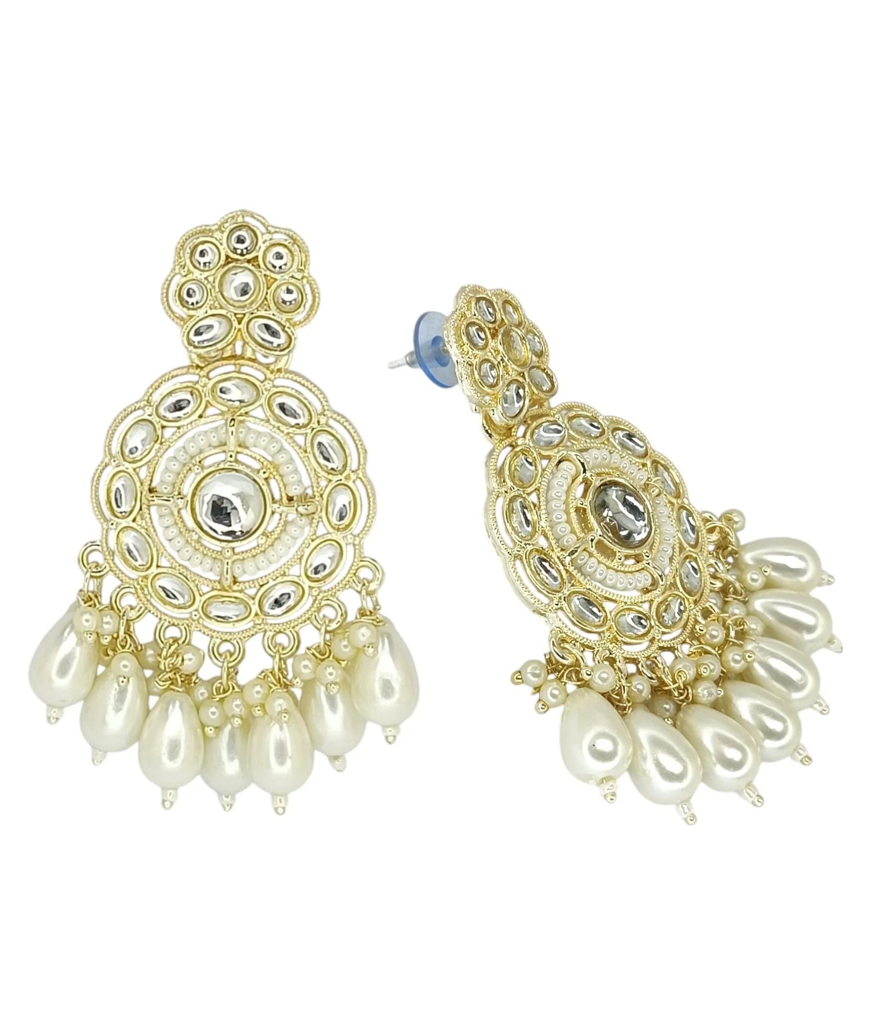 Gold Plated Circular Kundan Earrings
