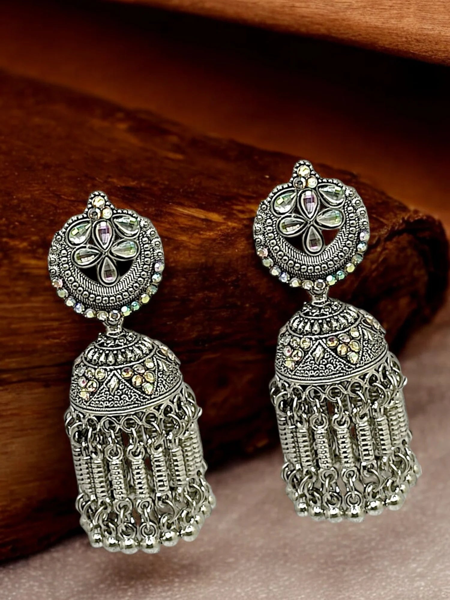 Silver Oxidized Jhumka Earrings