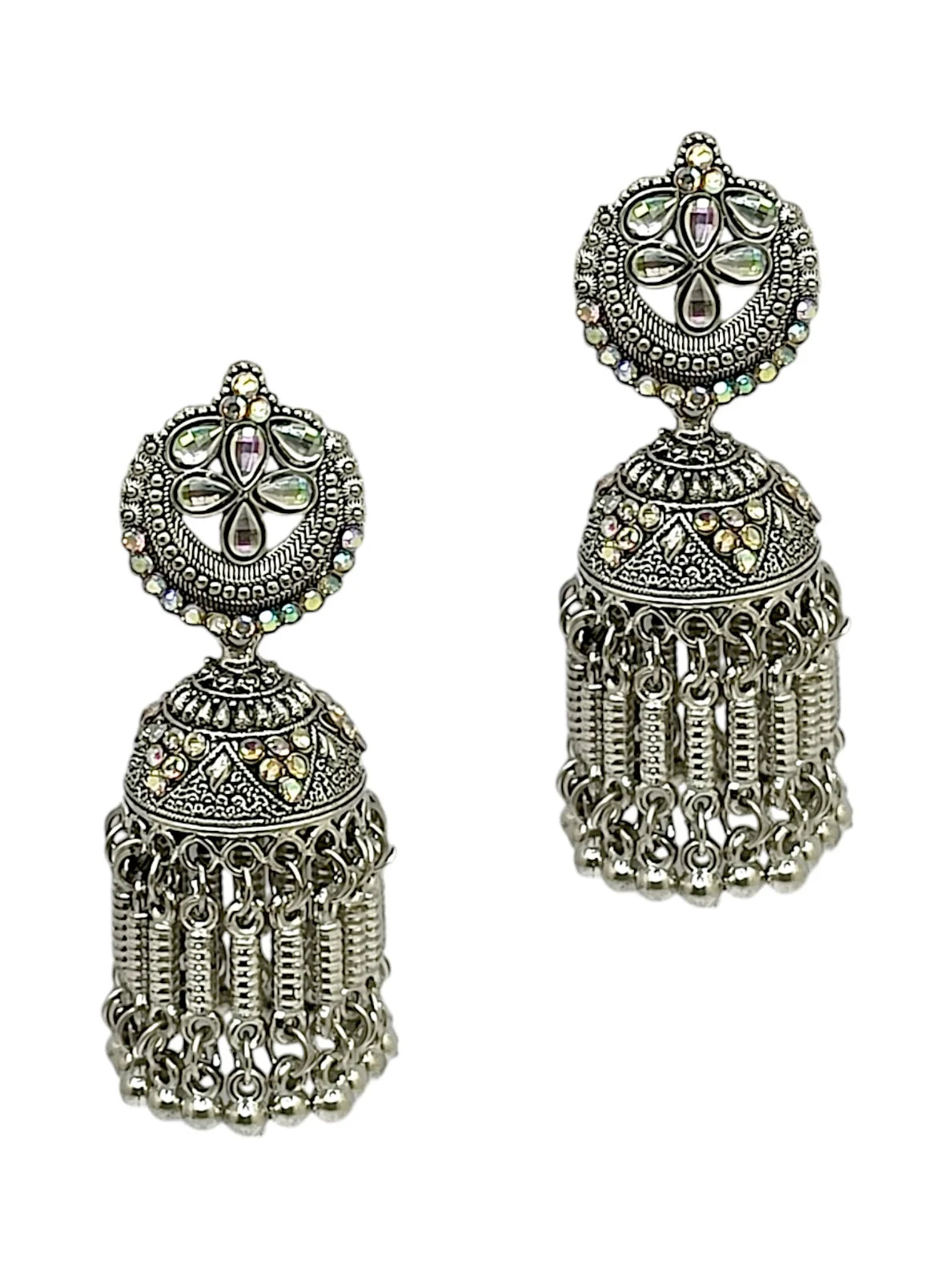 Silver Oxidized Jhumka Earrings