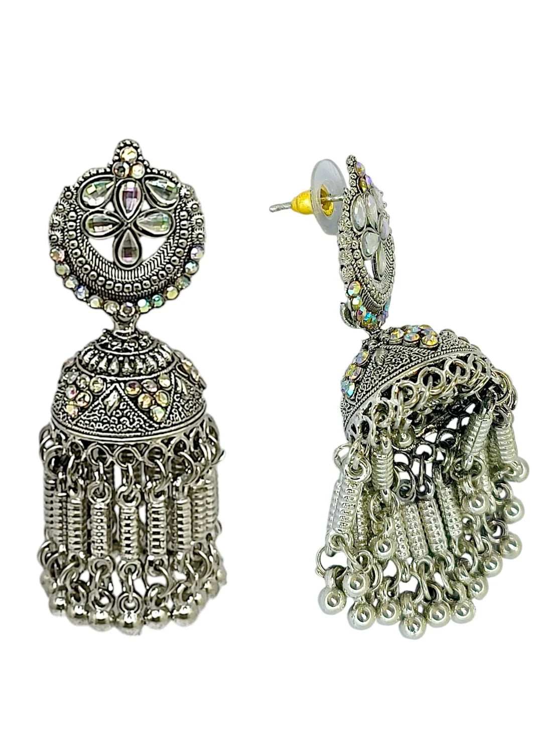 Silver Oxidized Jhumka Earrings