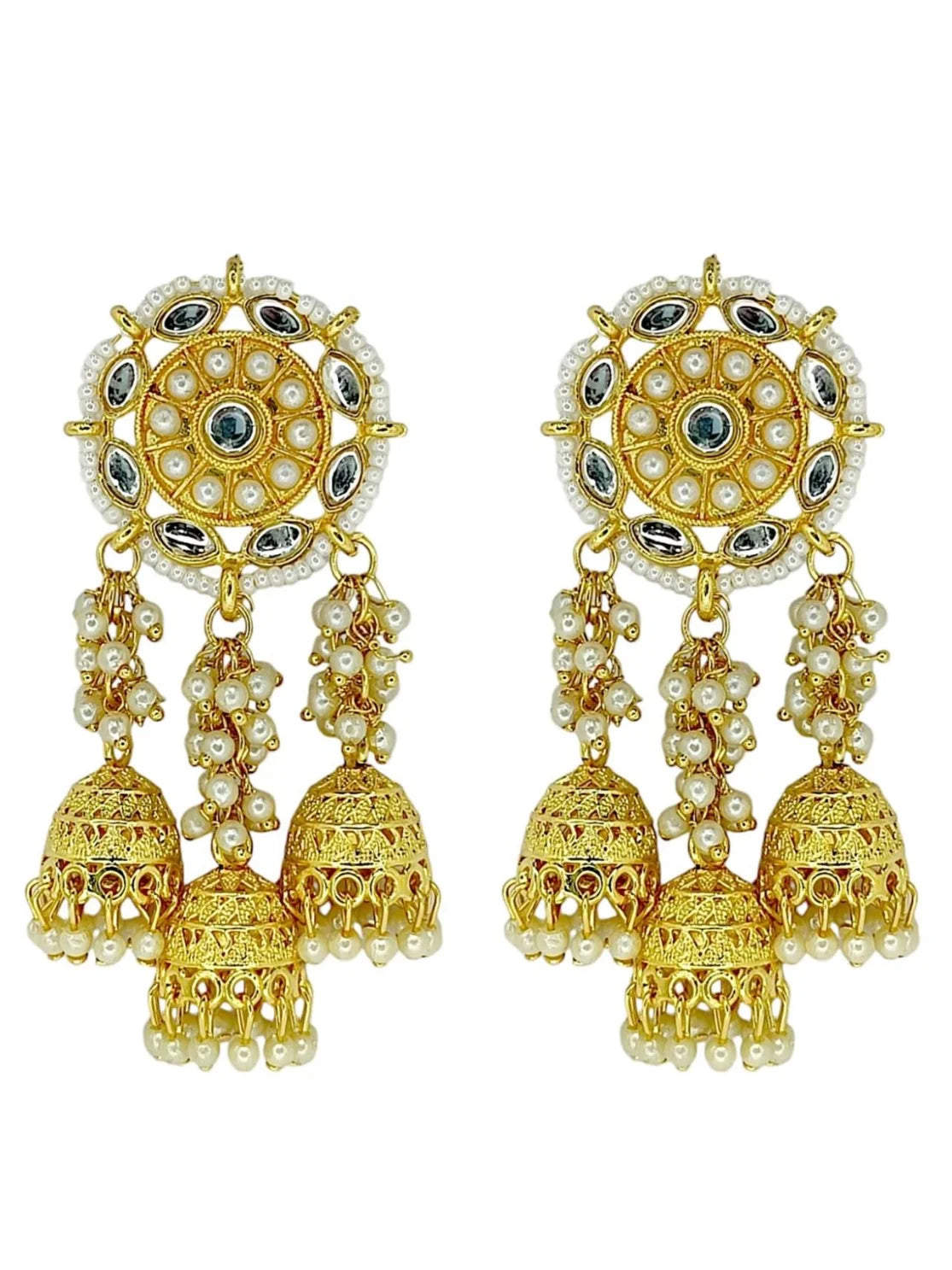 Gold Plated Kundan Jhumka Earrings